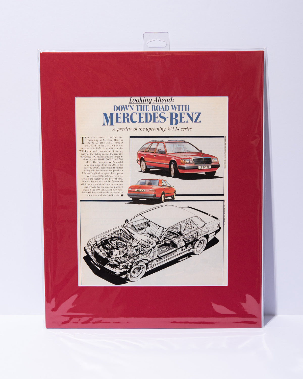 "A preview of the upcoming w124 series" original mated magazine article images