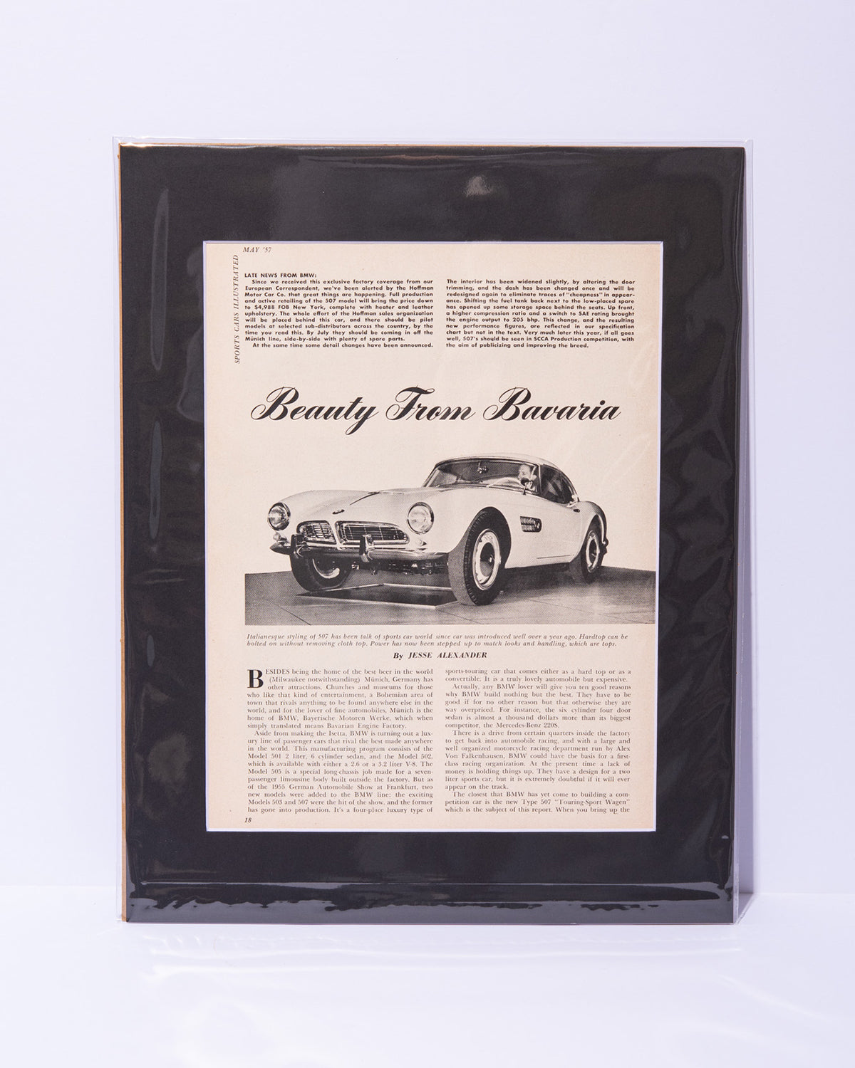 "Beauty From Bavaria" BMW 507 original vintage mated article image