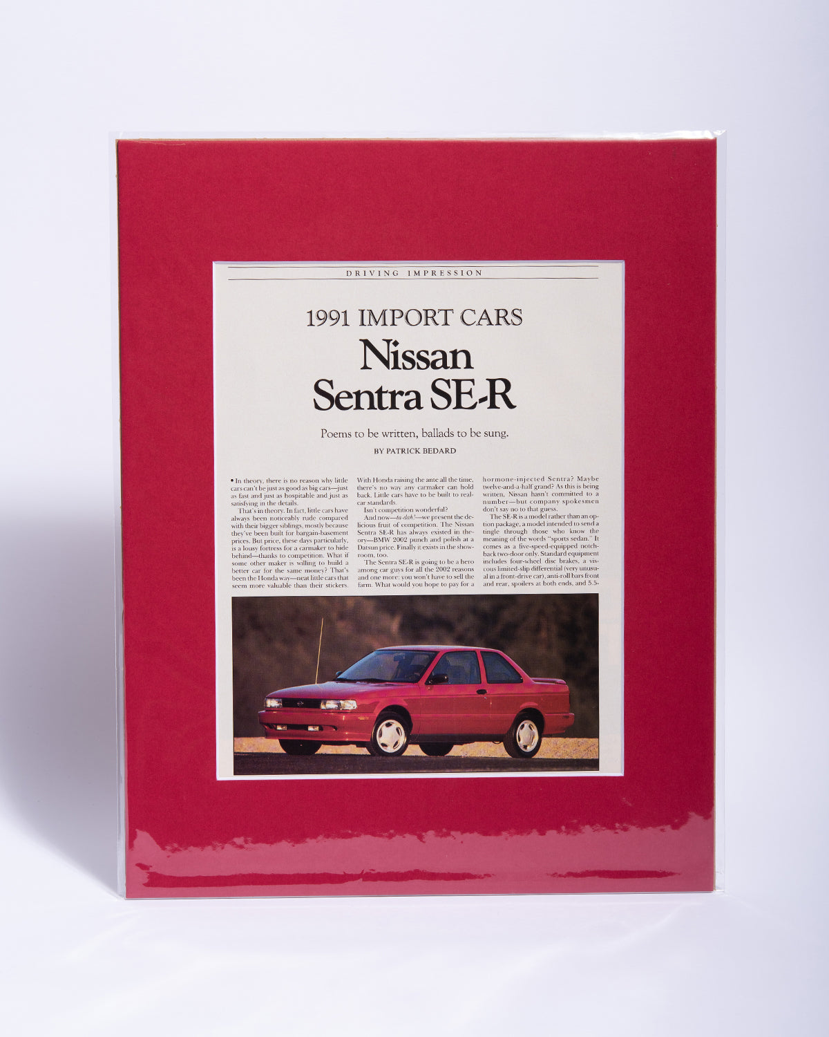 B13 Nissan Sentra SE-R orginal mated magazine article page