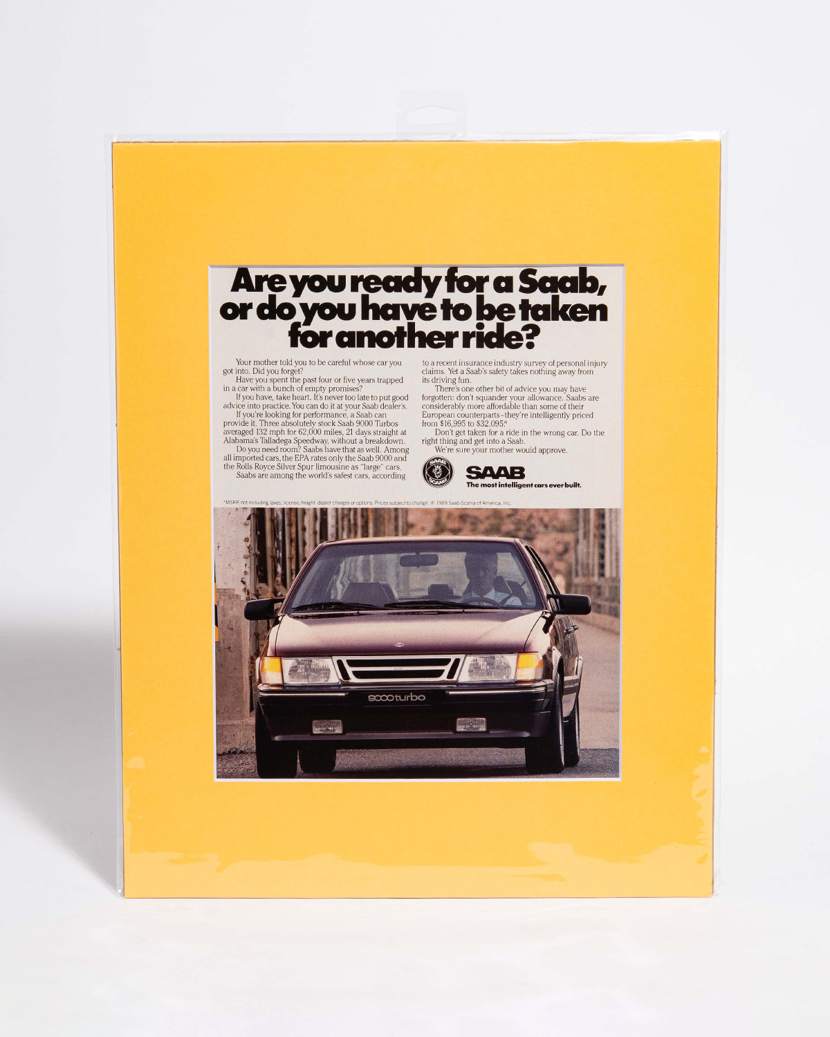 Saab 9000 Turbo "Are you ready for a Saab..." original vintage mated advertisement