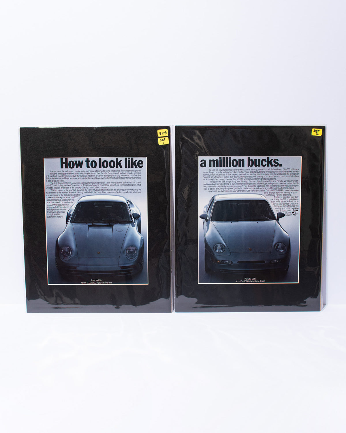 Porsche 959 & 968 "Hot to look like a million bucks" original vintage mated advertisement