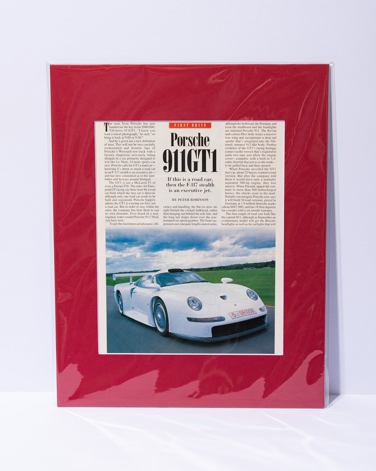 Porsche 911 GT1 mated Car and Driver original vintage article
