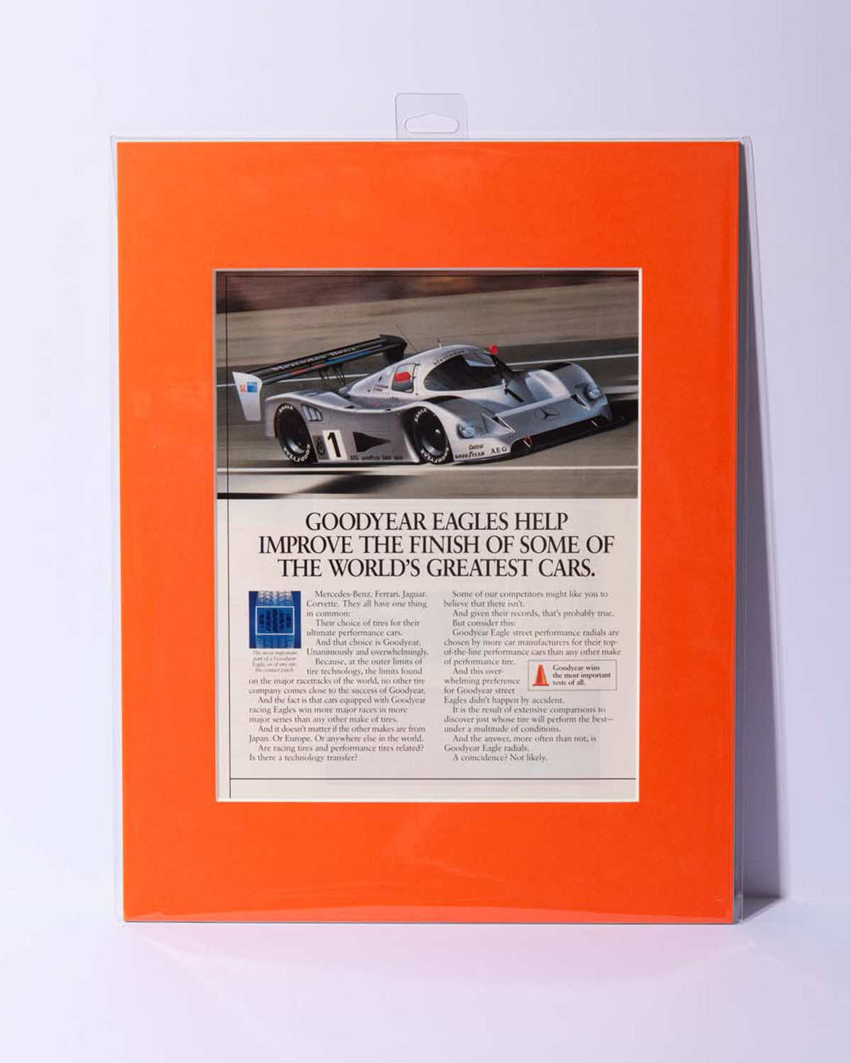 Sauber Mercedes Benz C11 Goodyear original vintage mated magazine ad