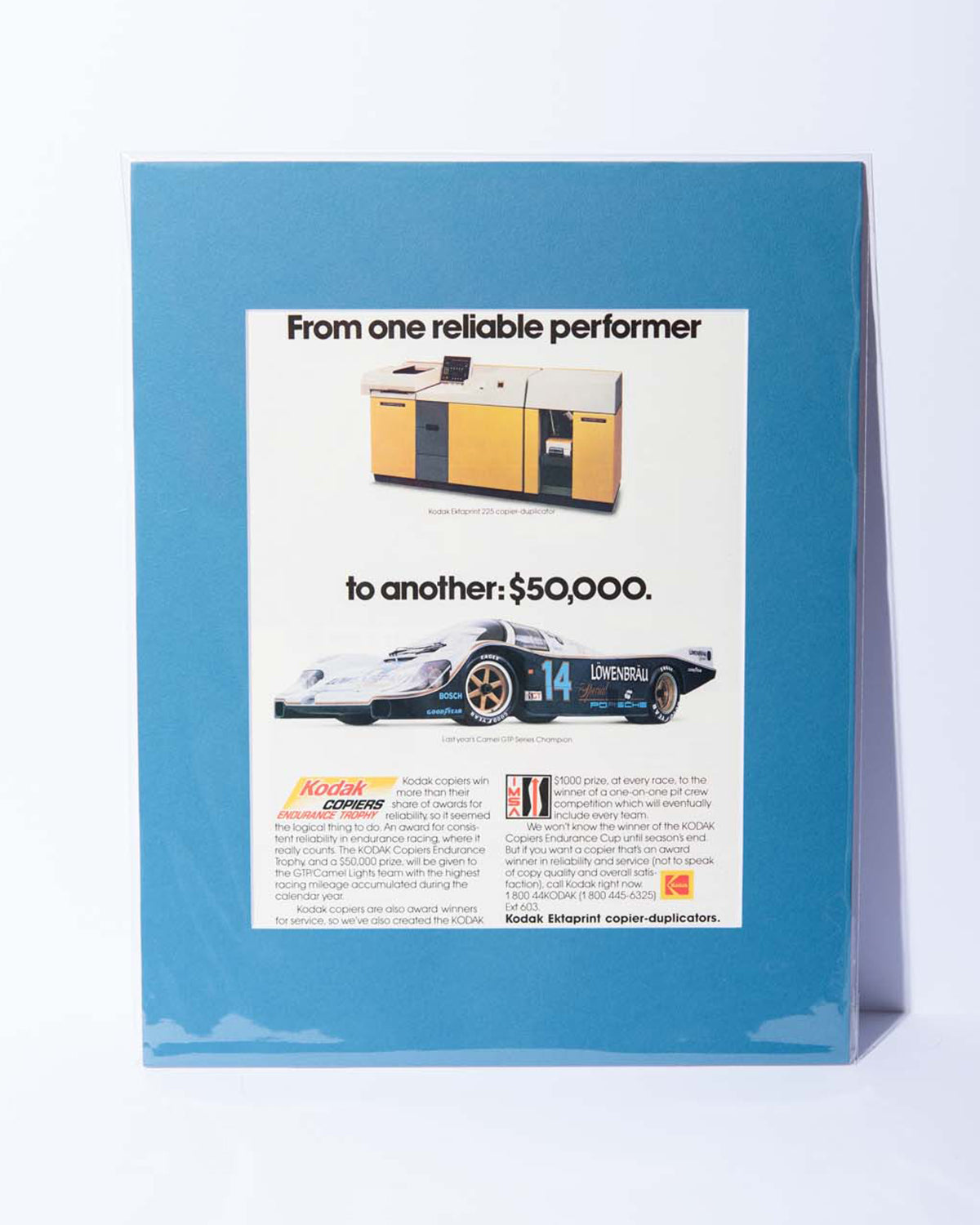 Porsche 962 + Kodak Copiers + IMSA GTP original vintage mated magazine ad