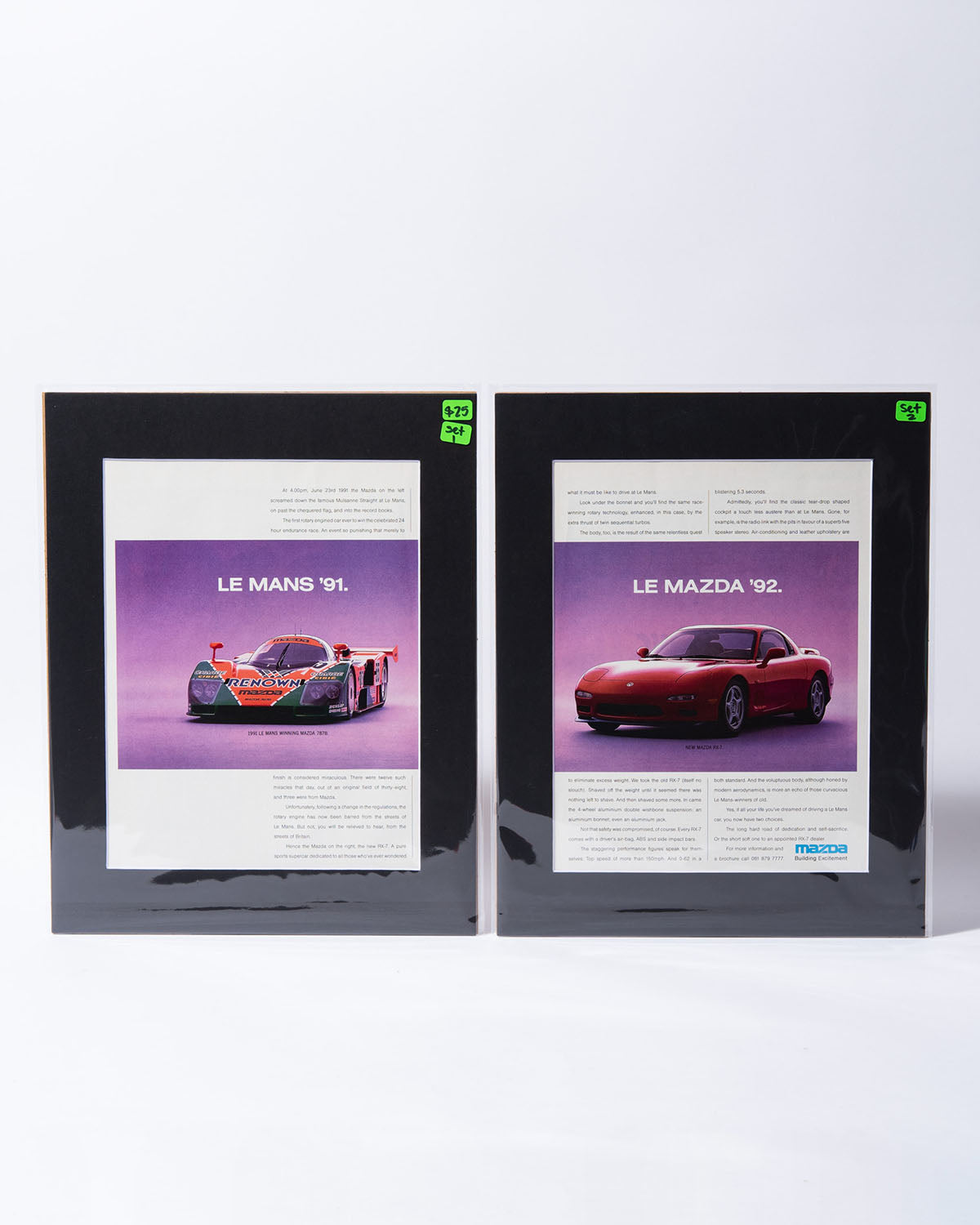 Le Mans '91 - Le Mazda '92 - Mazda 787B + FD RX7 original vintage mated ad
