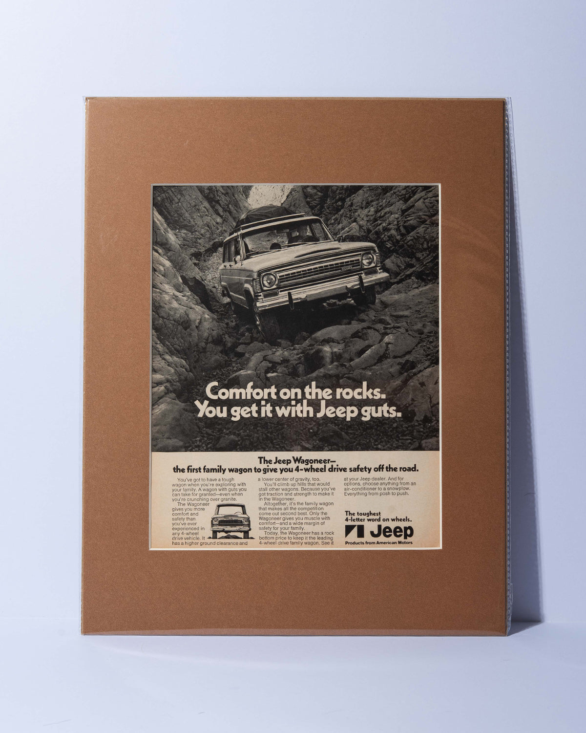 1971 Jeep Wagoneer 'Comfort on the rocks' original mated vintage ad