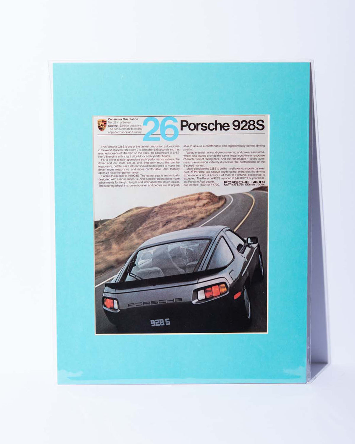 Porsche 928S original mated vintage ad