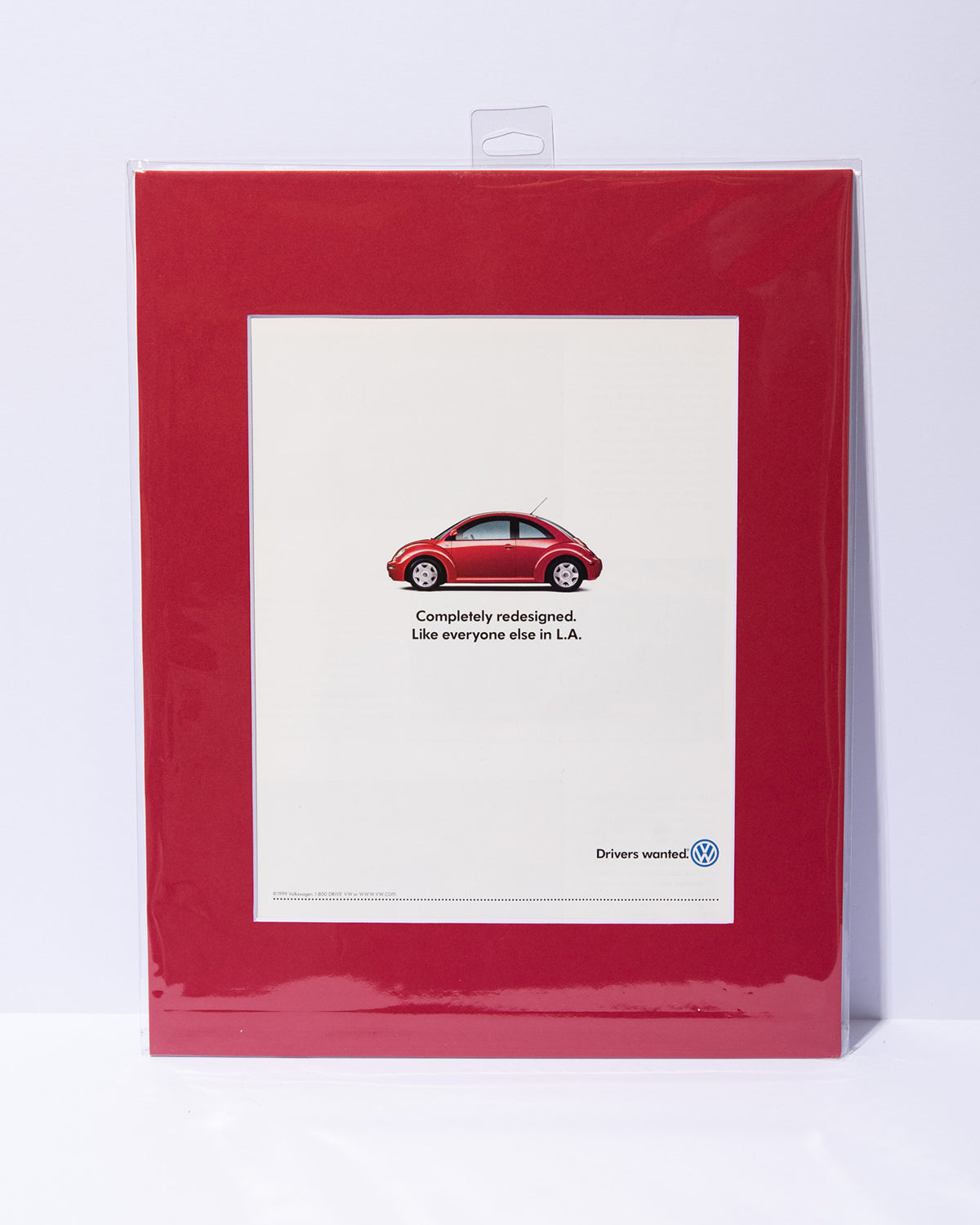 VW New Beetle "Completely redesigned. Like everyone else in L.A." original vintage mated ad
