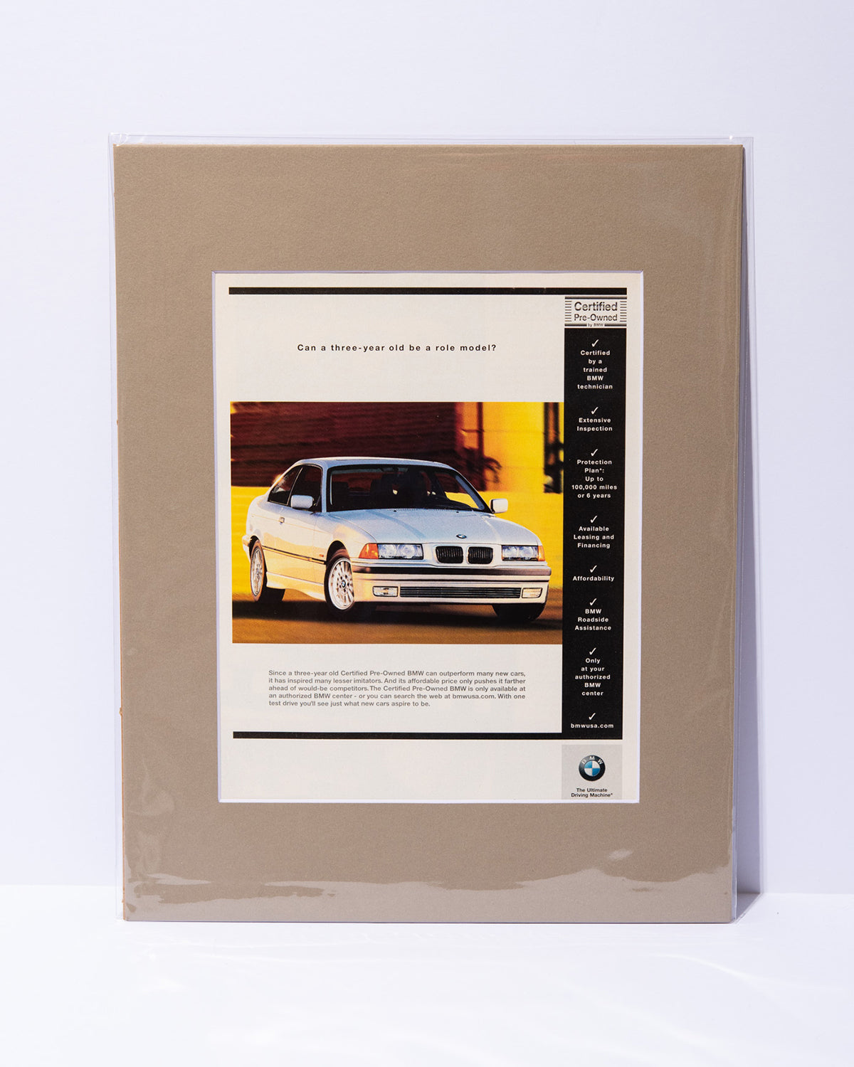 CPO E36 BMW 3-series original vintage mated advertisement