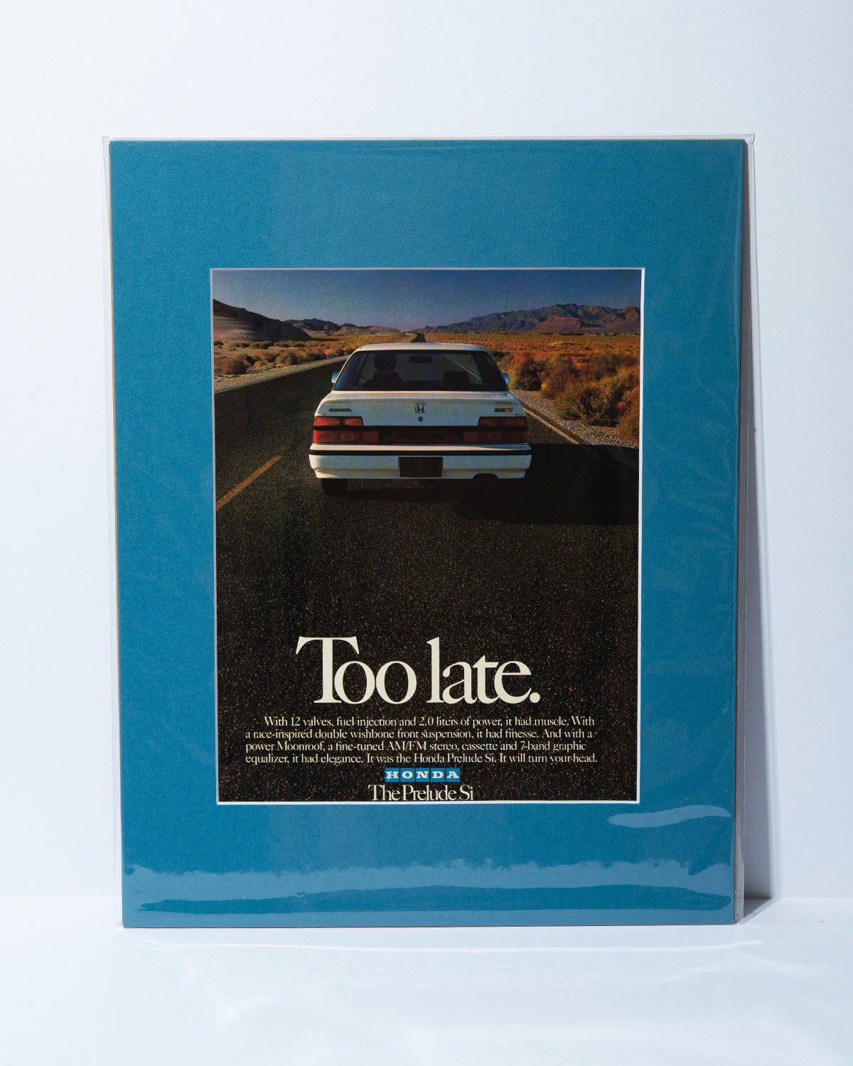 Honda Prelude 2.0 Si "Too late" original vintage mated advertisement