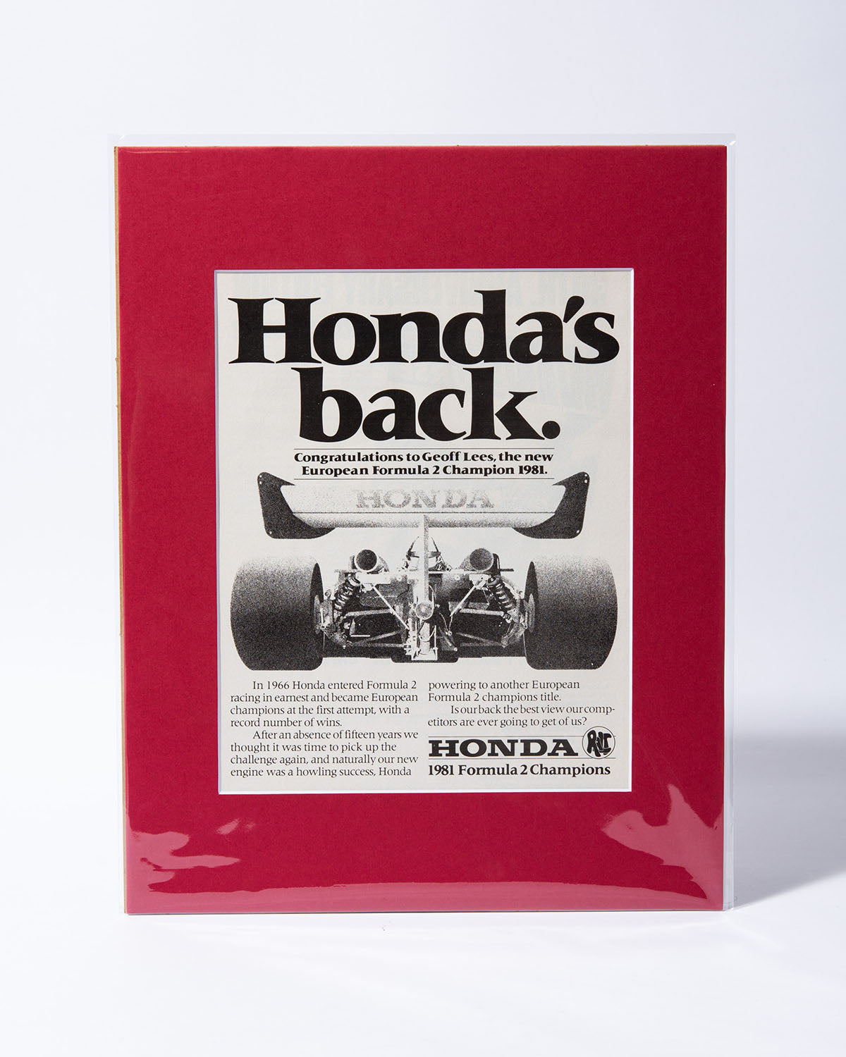 1981 Honda Formula 2 original vintage ad