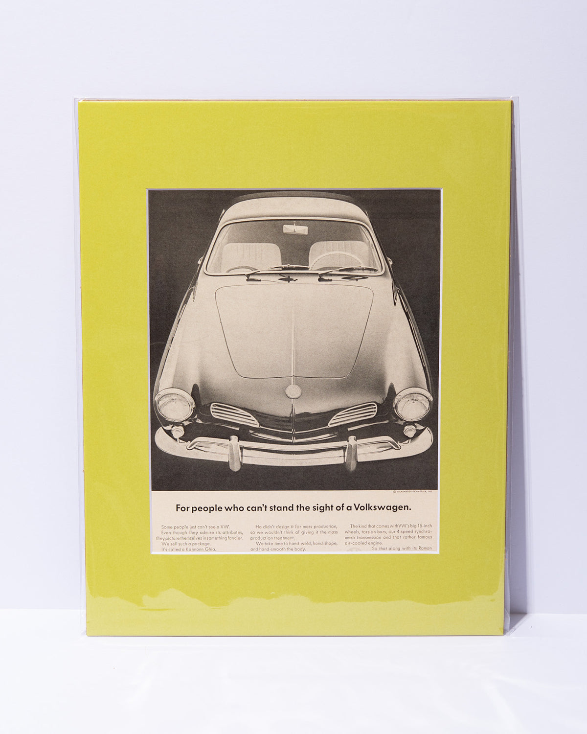 VW Volkswagen Karmann Ghia "For people who..." original mated vintage ads