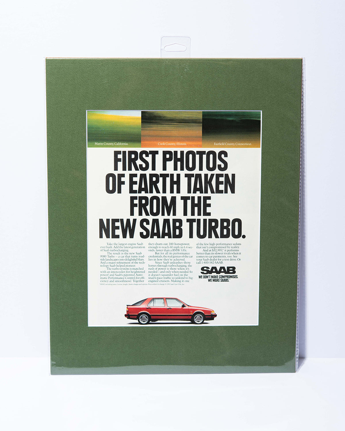 Saab 9000 Turbo "First Photos of Earth..." vintage ad