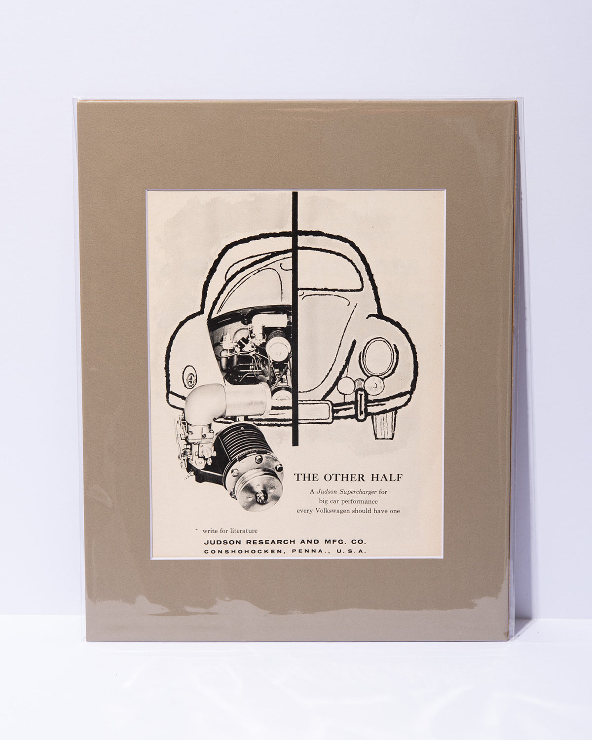"The other half" Judson Supercharger VW Beetle kit - original vintage mated 1957 advertisement - Volkswagen