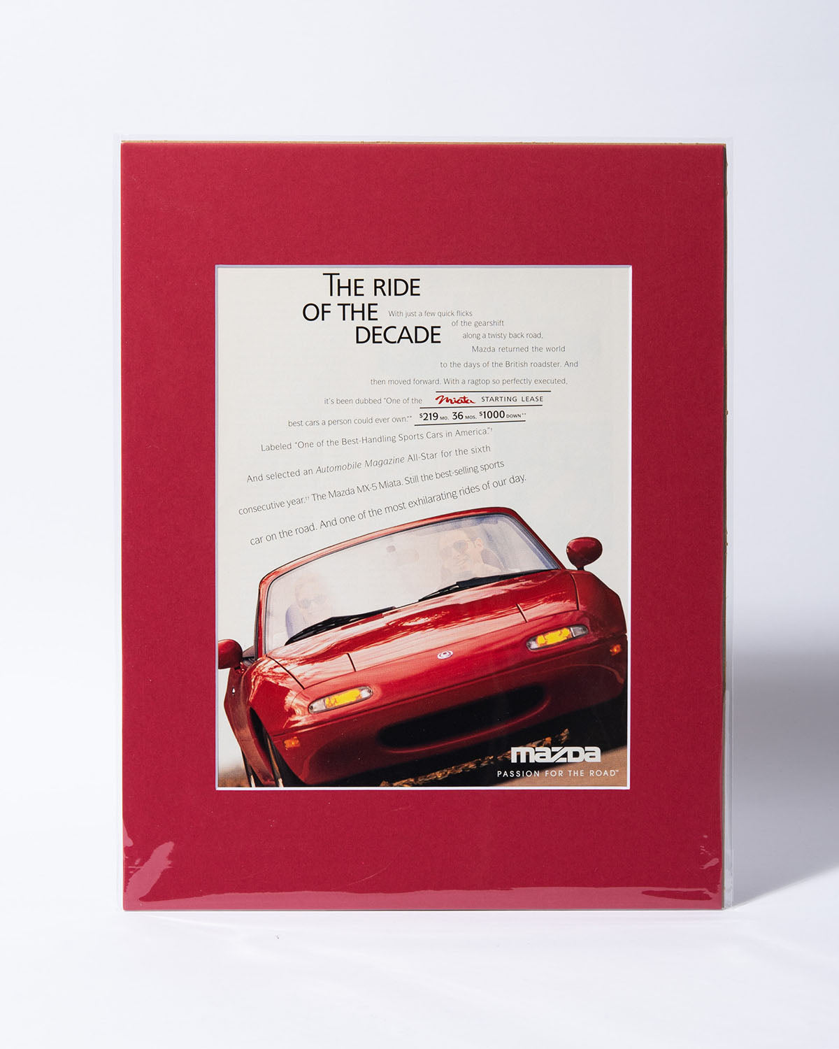 NA Mazda Miata "The Ride of the Decade" original vintage ad