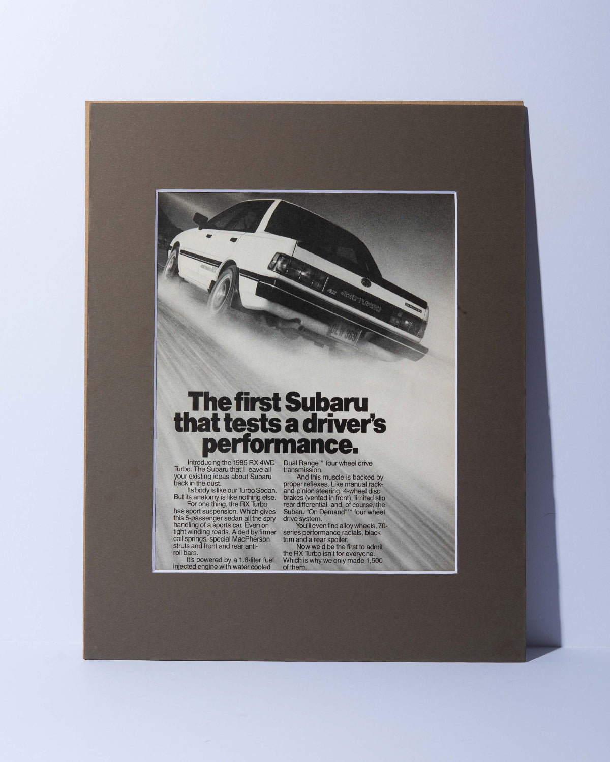 Subaru RX 4WD Turbo original vintage ad