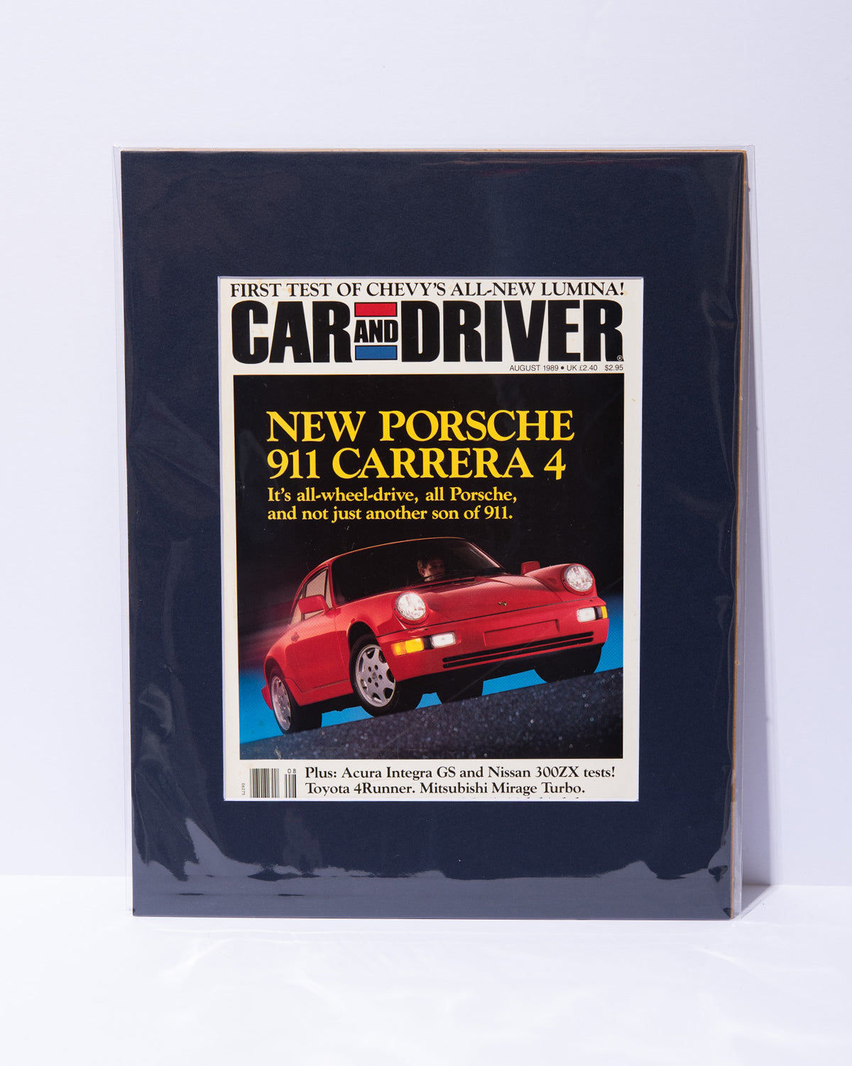 Porsche 911 Carrera 4 964 Car and Driver August 1989 original mated magazine cover