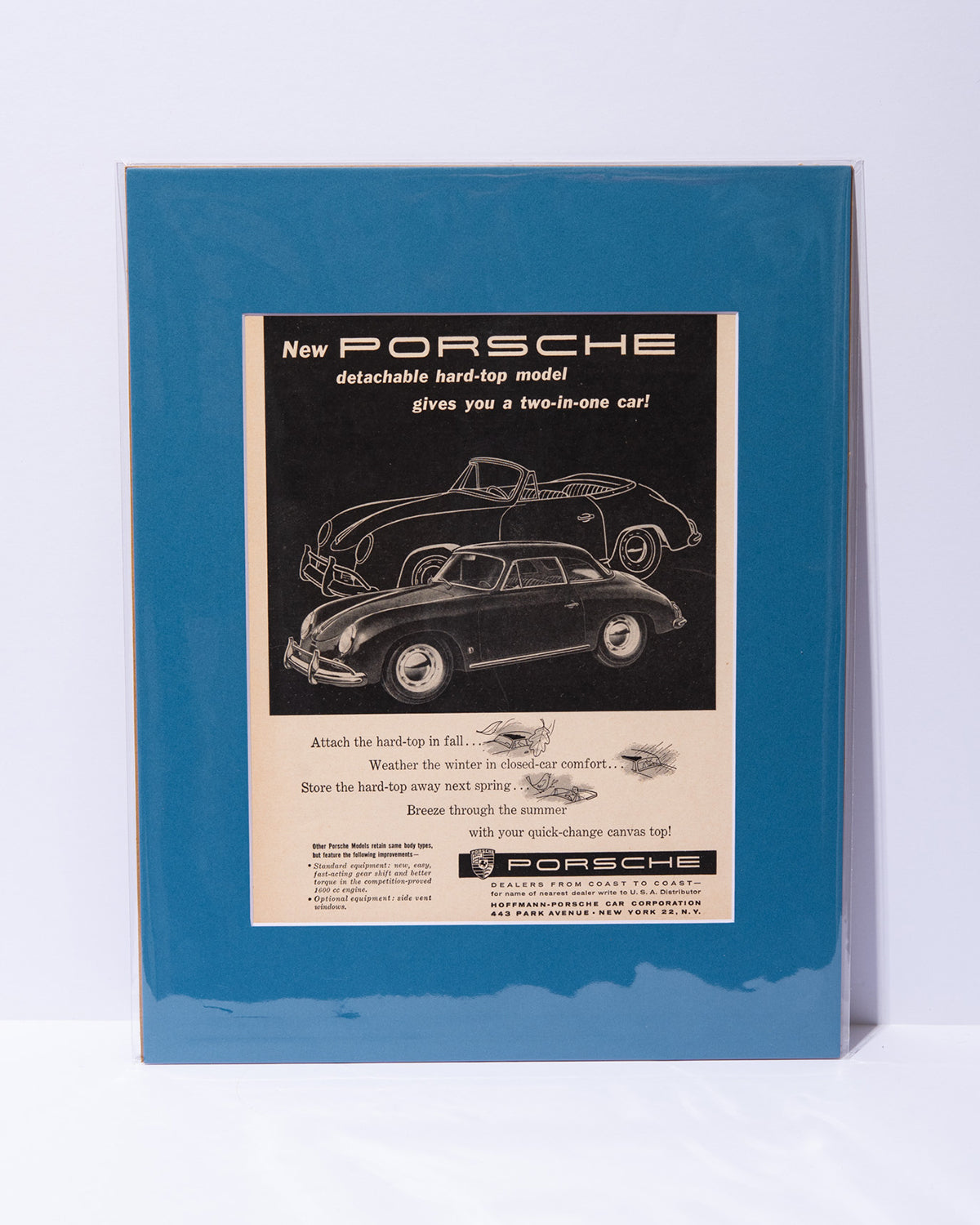 Porsche 356 convertible Hardtop - original vintage mated advertisement