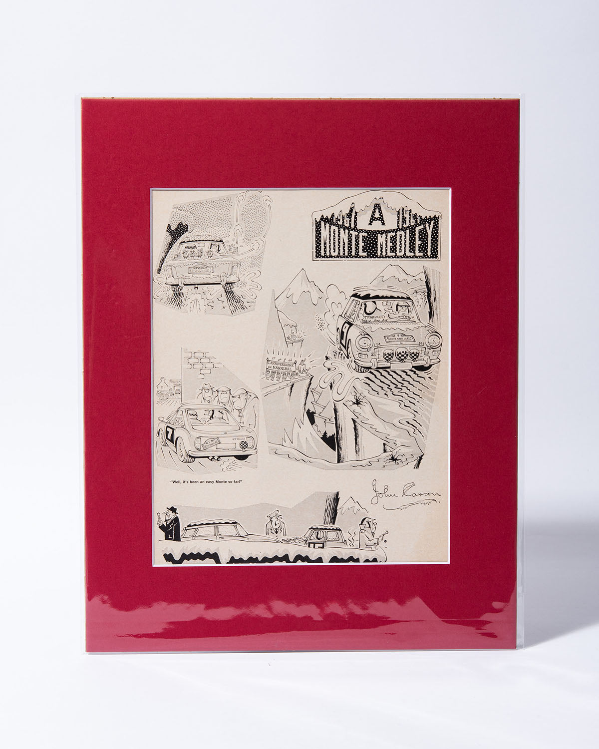 Monte Carlo Rally parody cartoon - original vintage mated