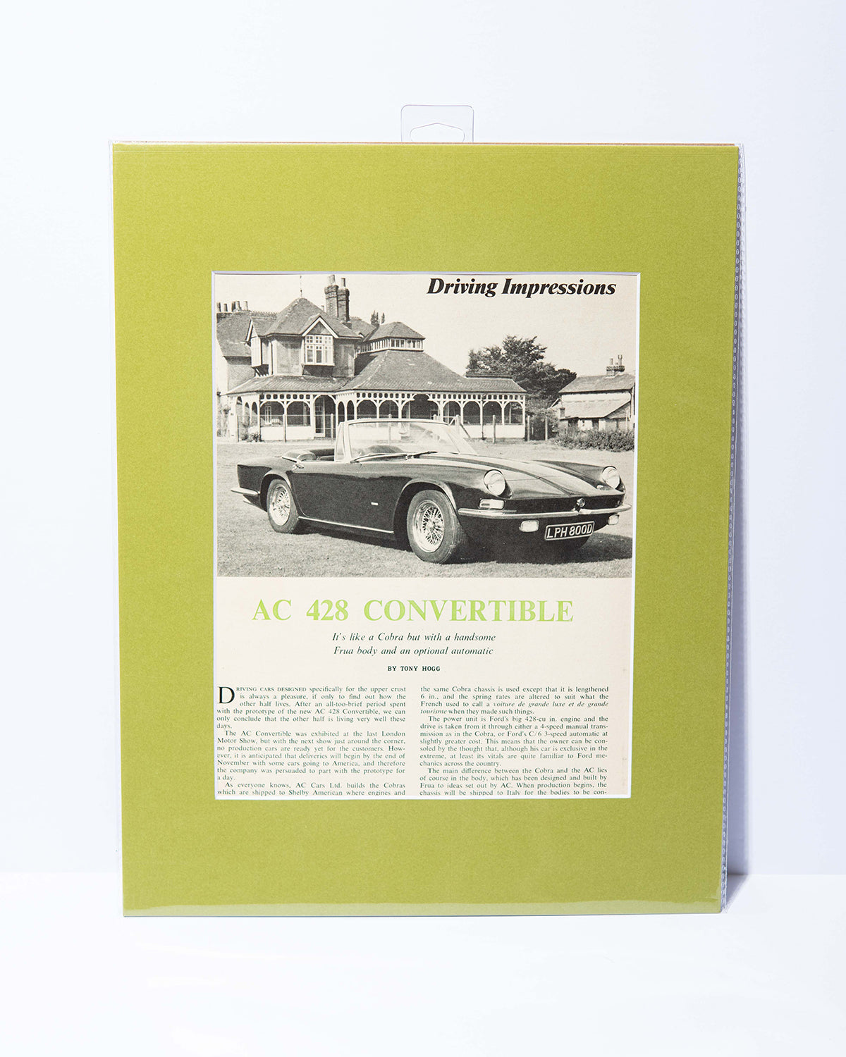 AC 428 Convertible Road & Track original vintage mated cutout