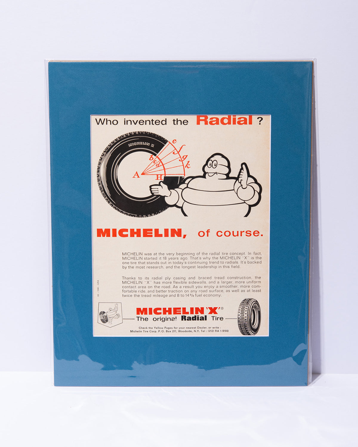 Michelin 'X' "Who invented the Radial?" mated original vintage advertisement