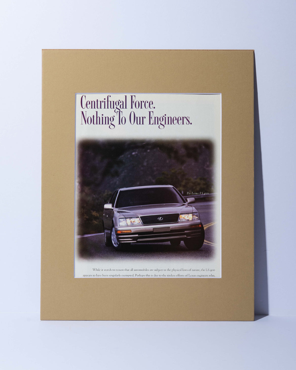 Lexus LS400 "Centrifugal Force" vintage mated ad