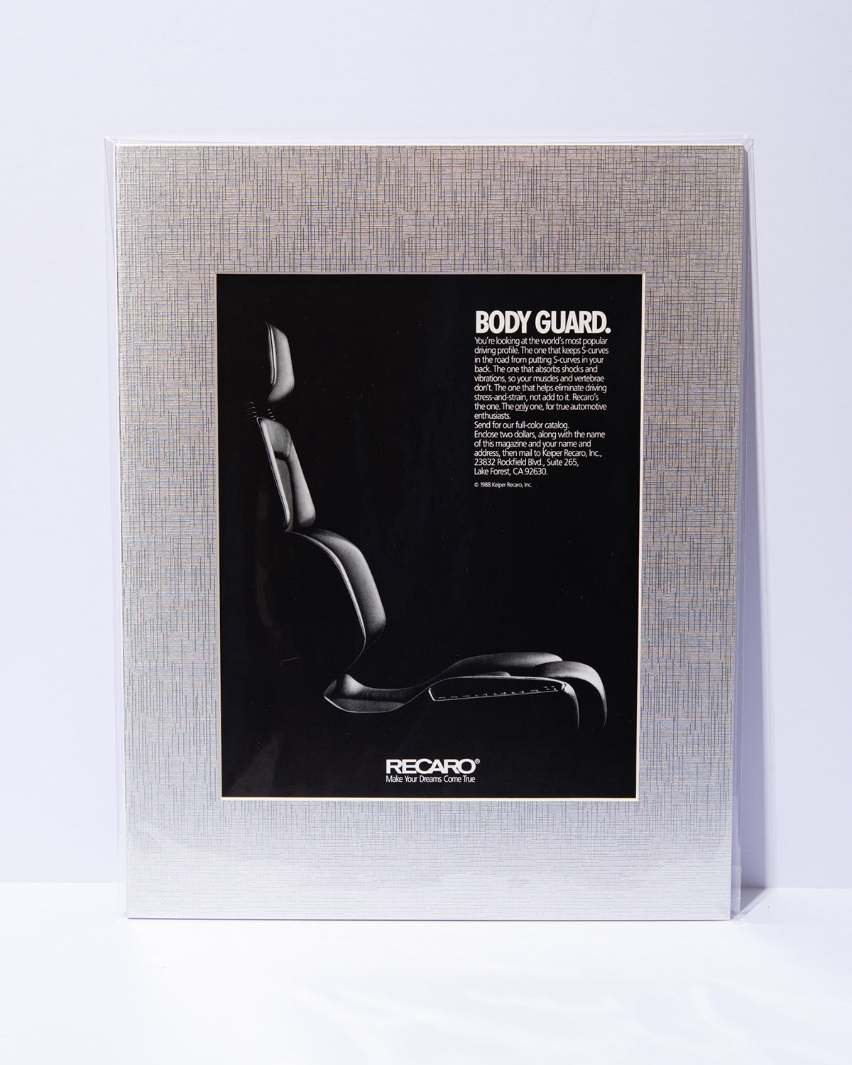 Recaro "Body Guard" original vintage mated advertisement