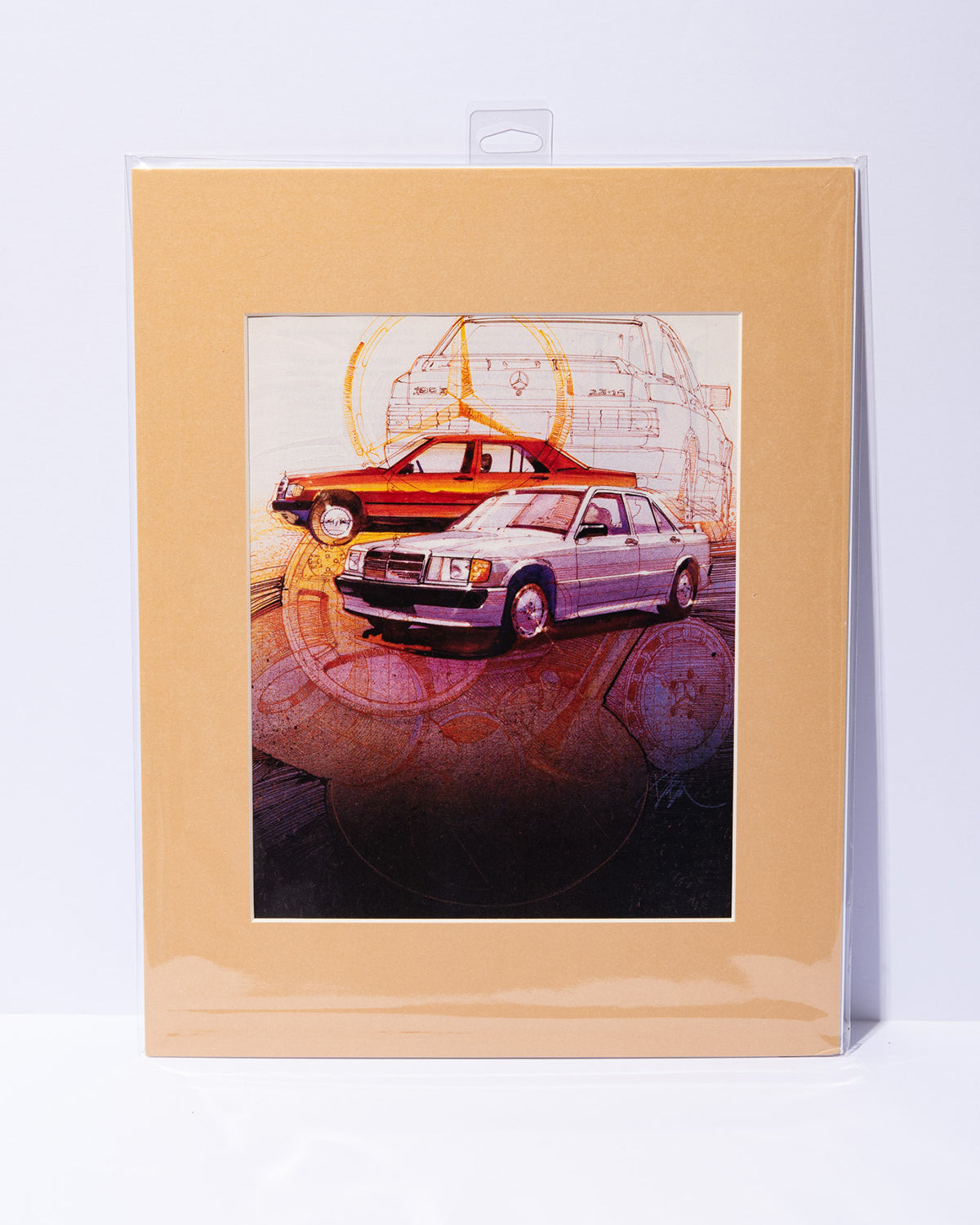 Artful Mercedes Benz 190E W201 original vintage mated magazine image