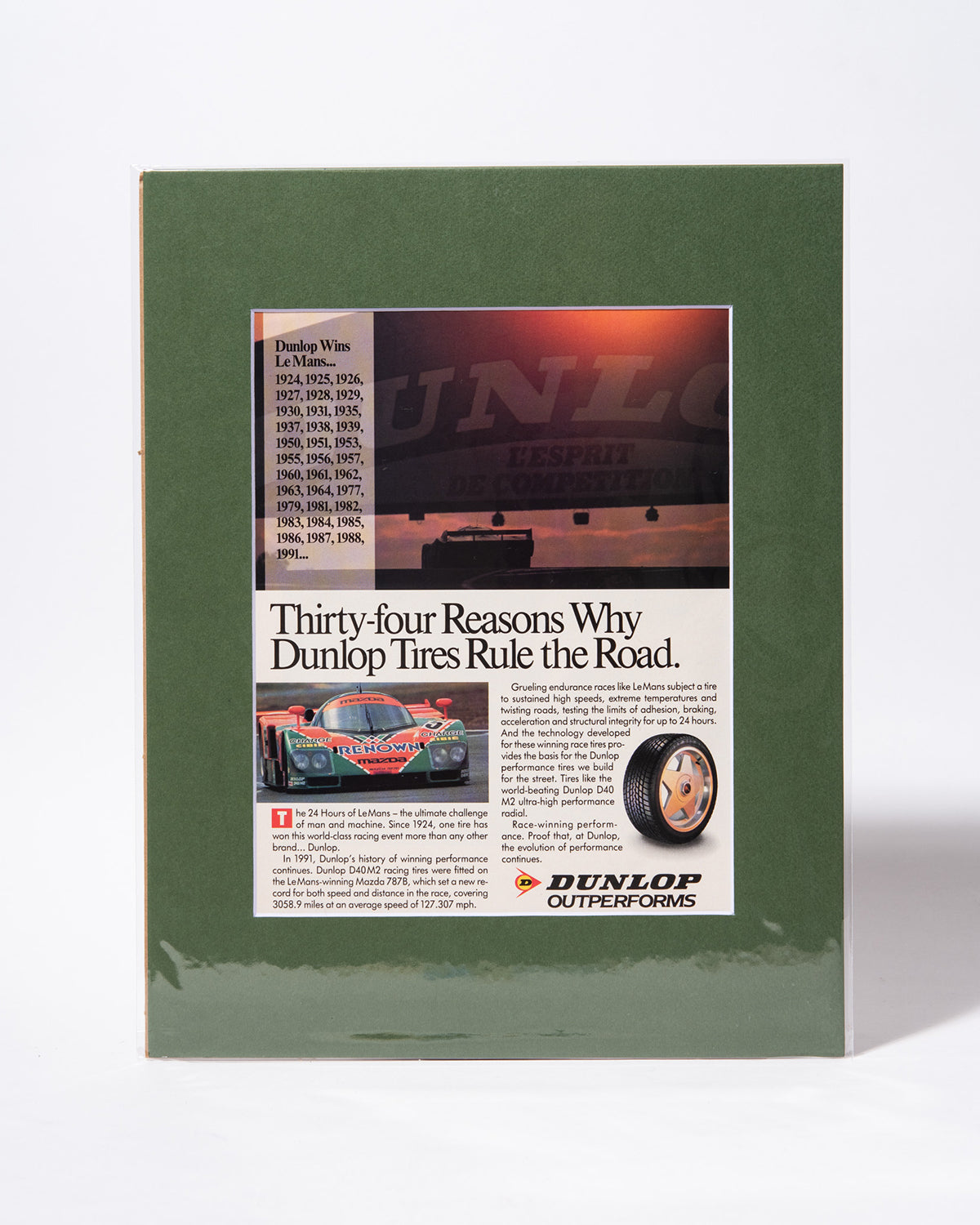 Mazda 787B + Dunlop Tire original vintage advertisement