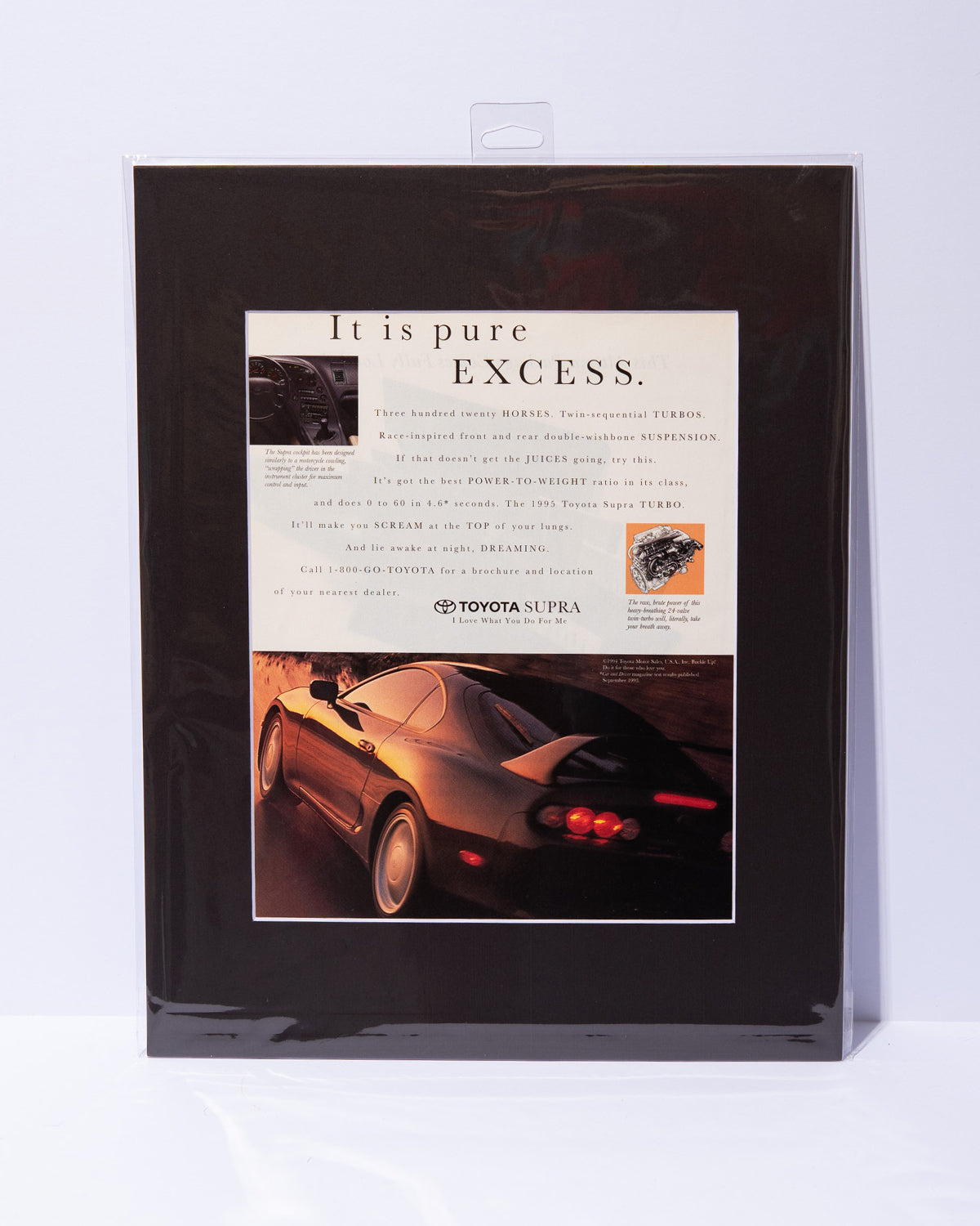 Toyota Supra MKIV "It is pure EXCESS" original mated vintage advertisement