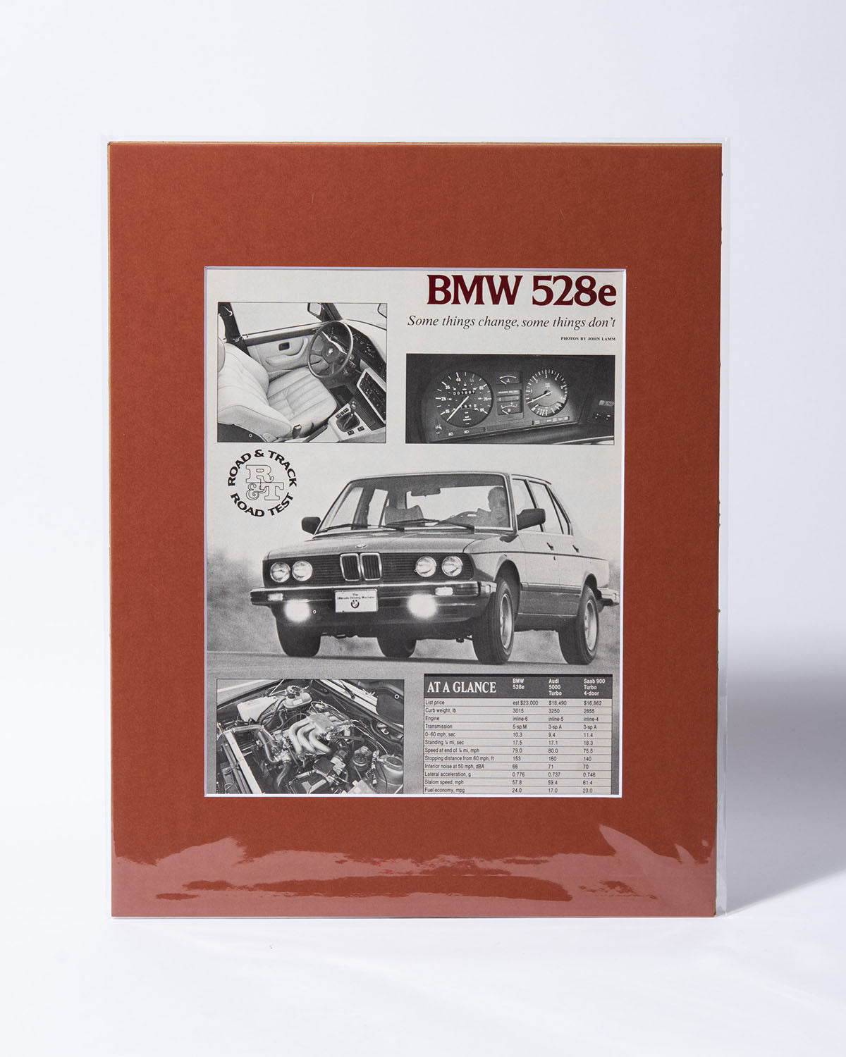 E28 BMW 528e original vintage mated Road & Track article