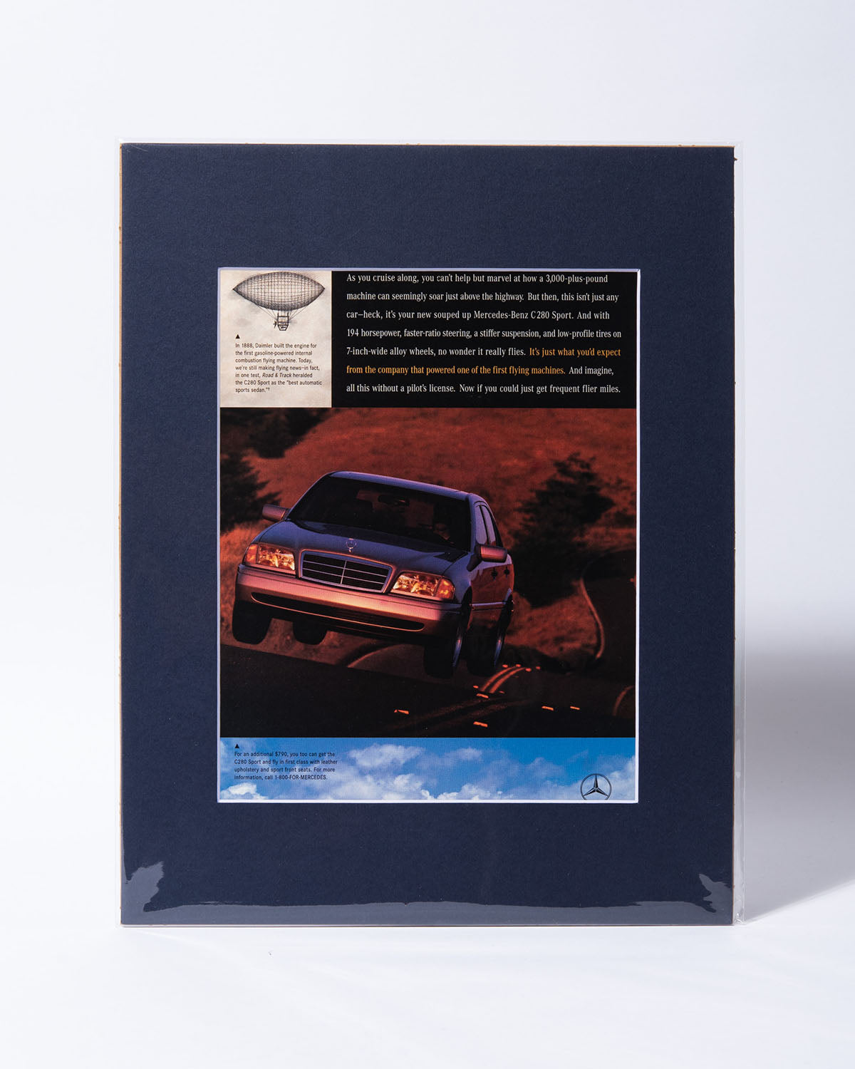 W202 Mercedes Benz C280 Sport "As you cruise along..." original vintage mated ad