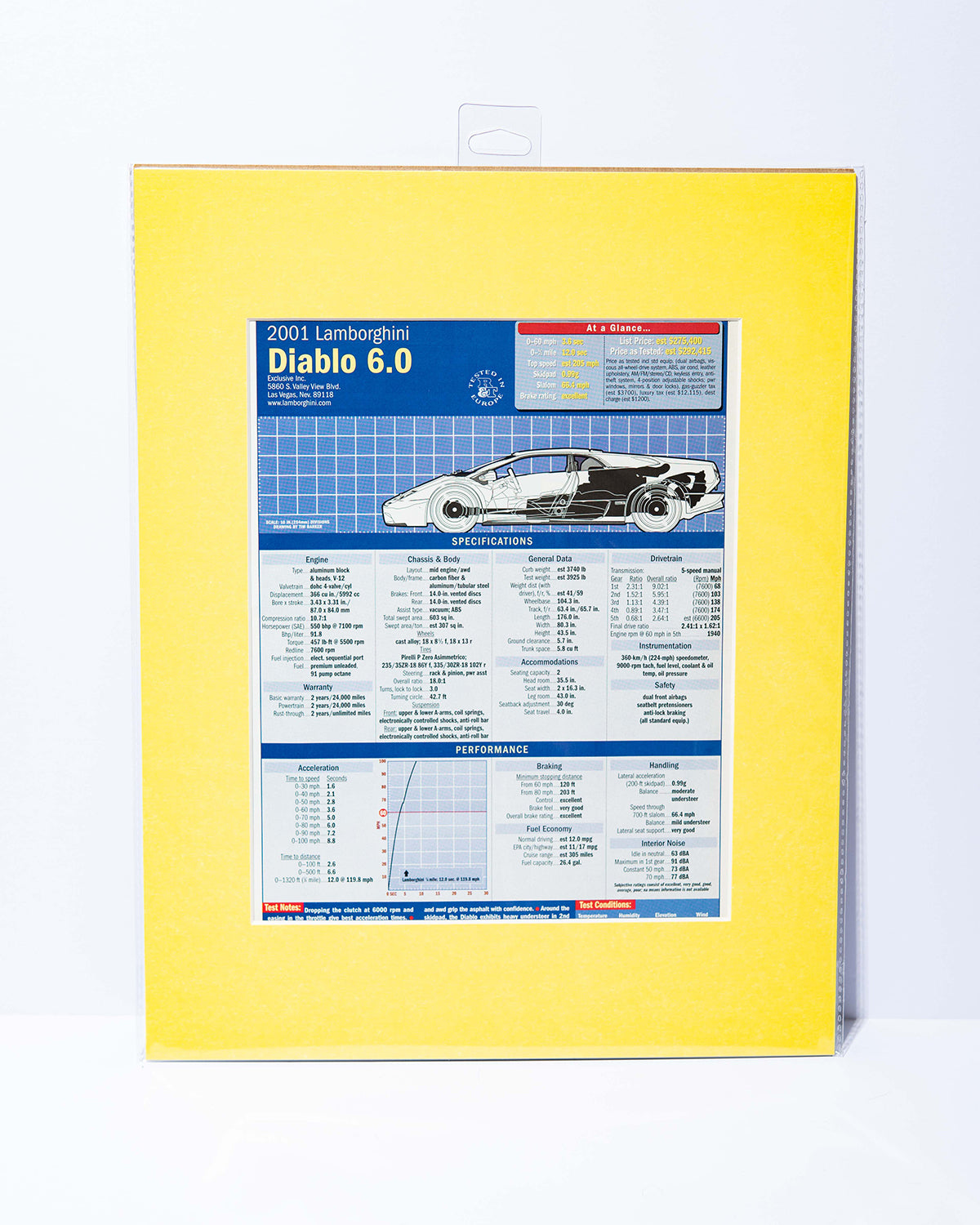 Lamborghini Diablo 6.0 VT Road & Track test results vintage mated