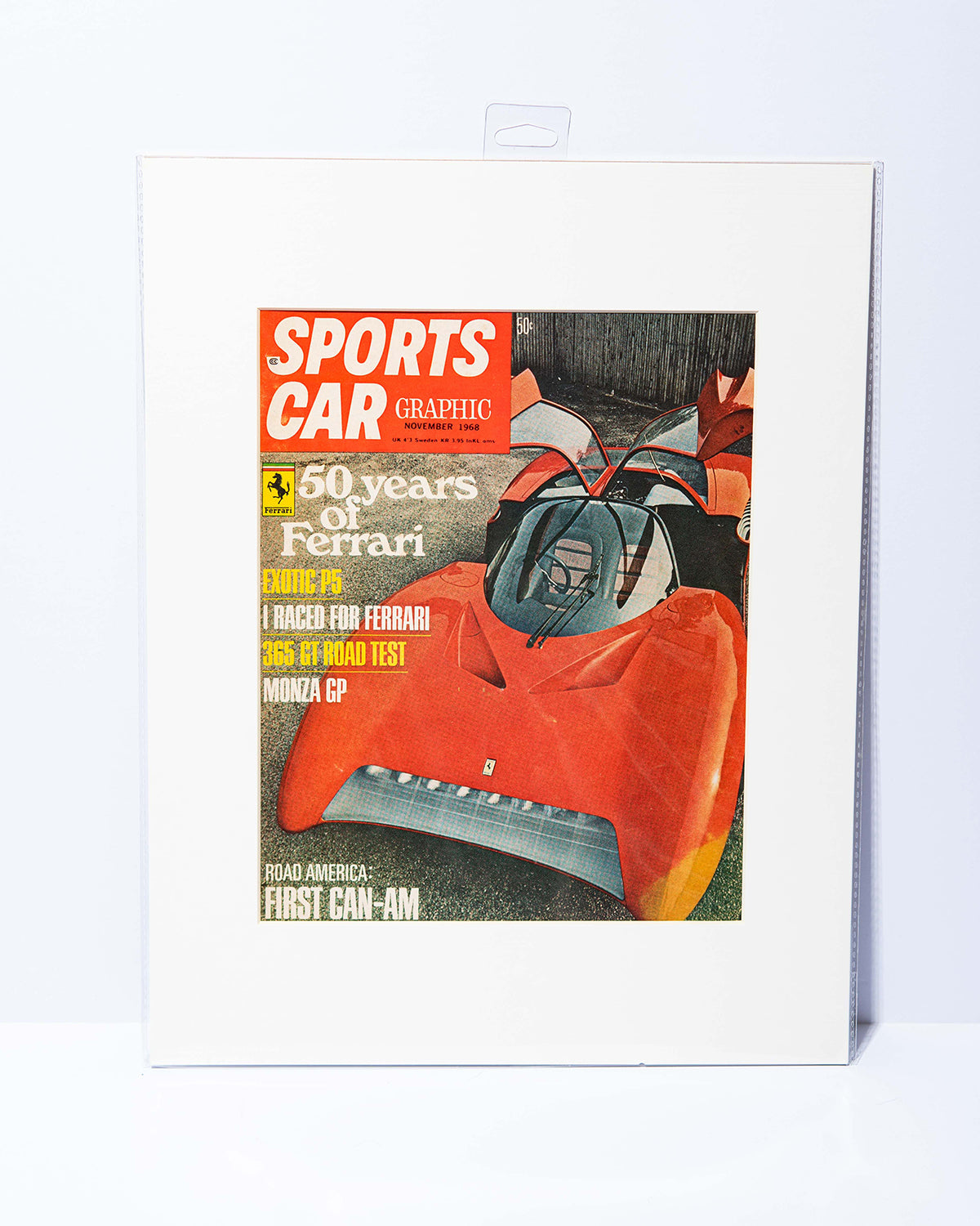 Ferrari P5 vintage Sport Car Graphic mated magazine cover
