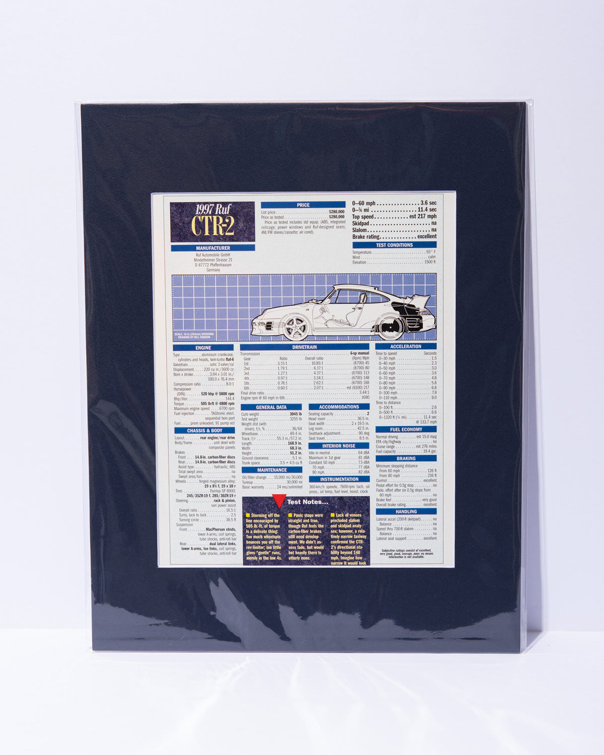 1997 RUF CTR-2 Road & Track road test results - original vintage mated