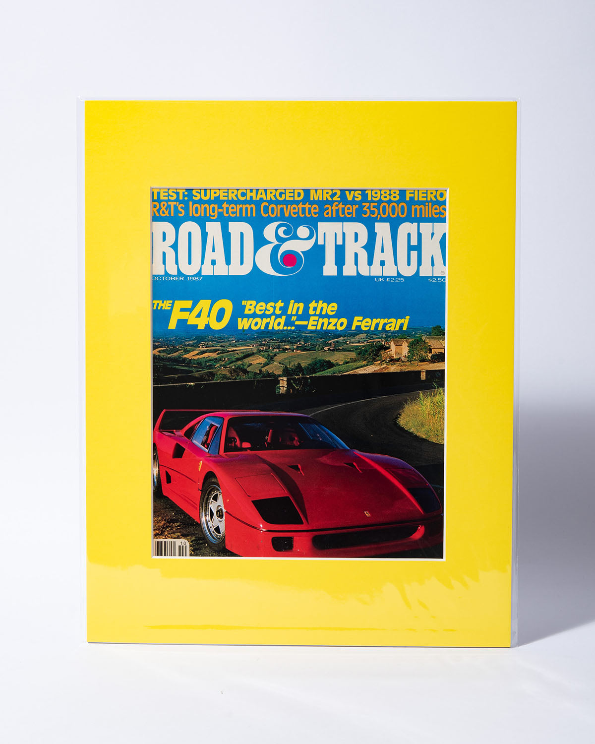 Ferrari F40 "Best in the world..." Road & Track original vintage mated cover