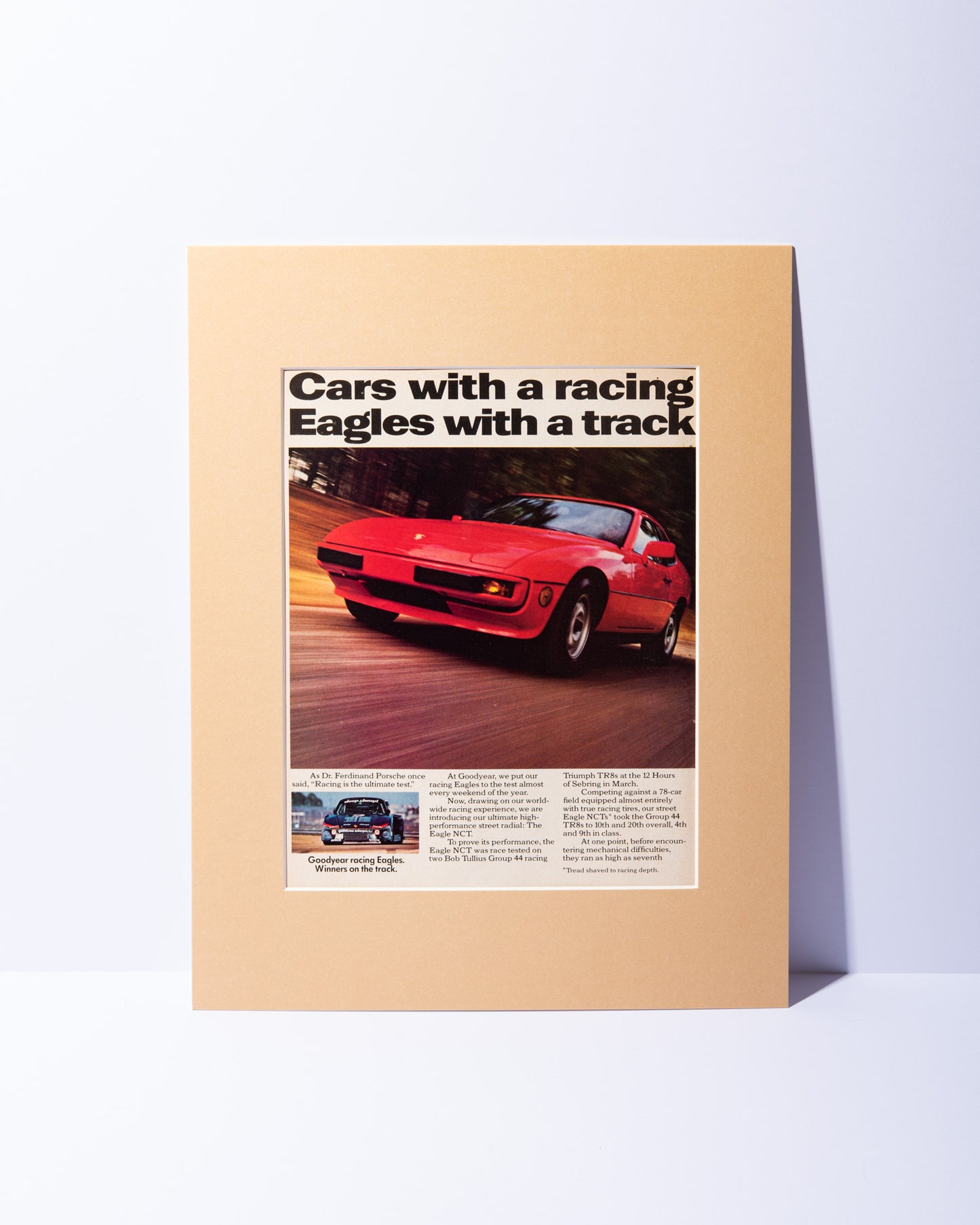 "Cars with a racing..." Porsche 924 + Goodyear Advert