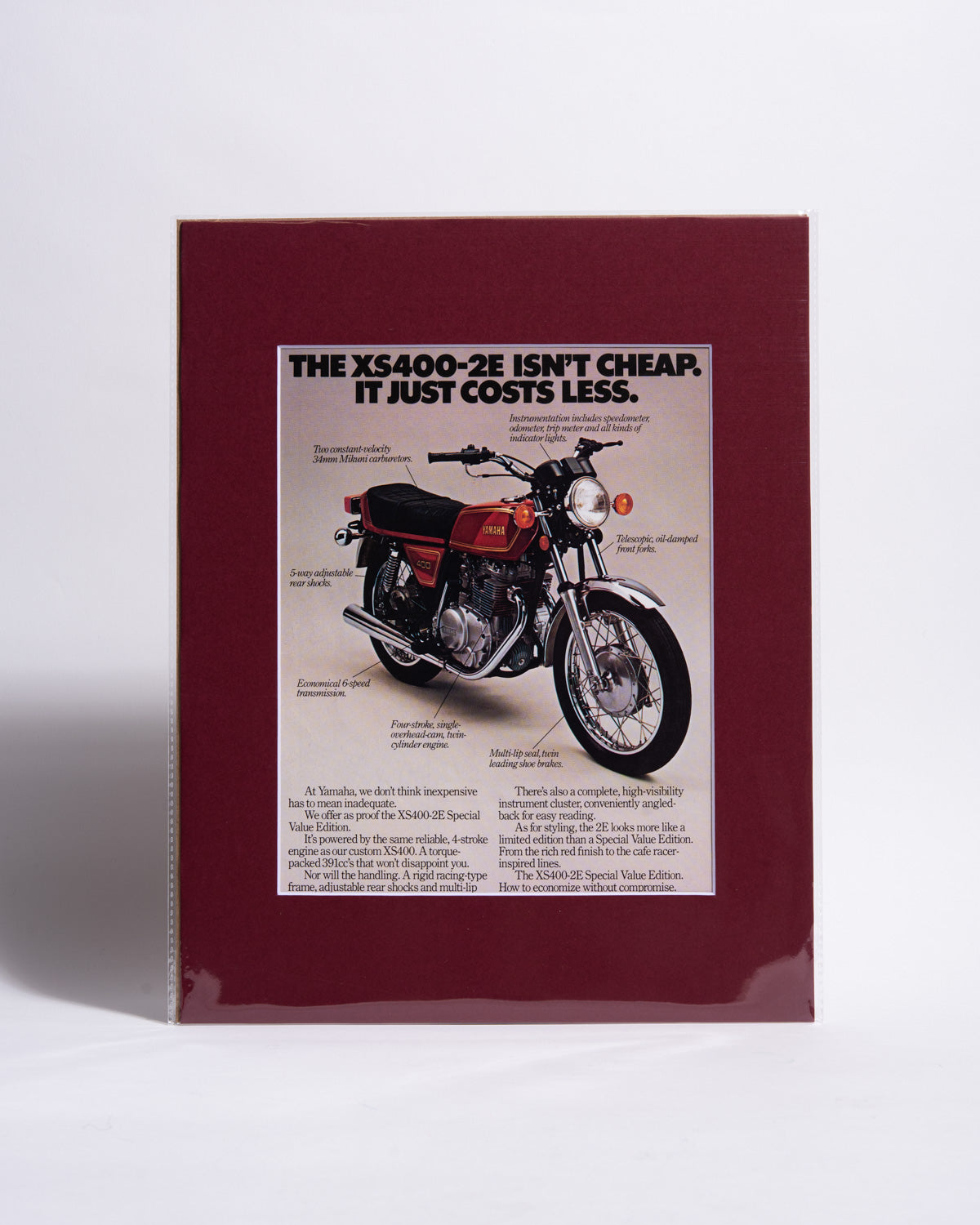 "The XS400-2E Isn't Cheap. It Just Costs Less." Yamaha Advert
