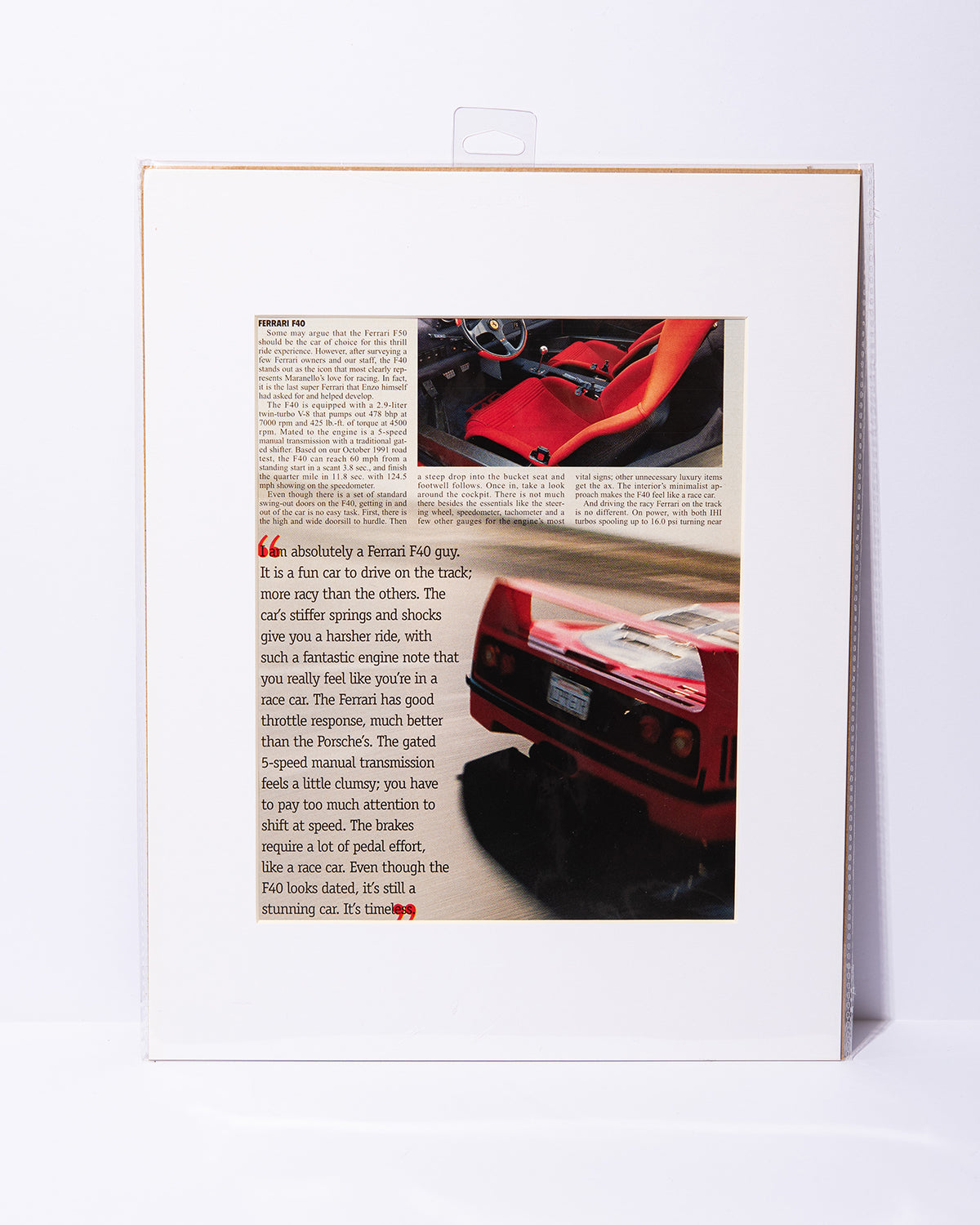 Ferrari F40 vintage Road & Track article