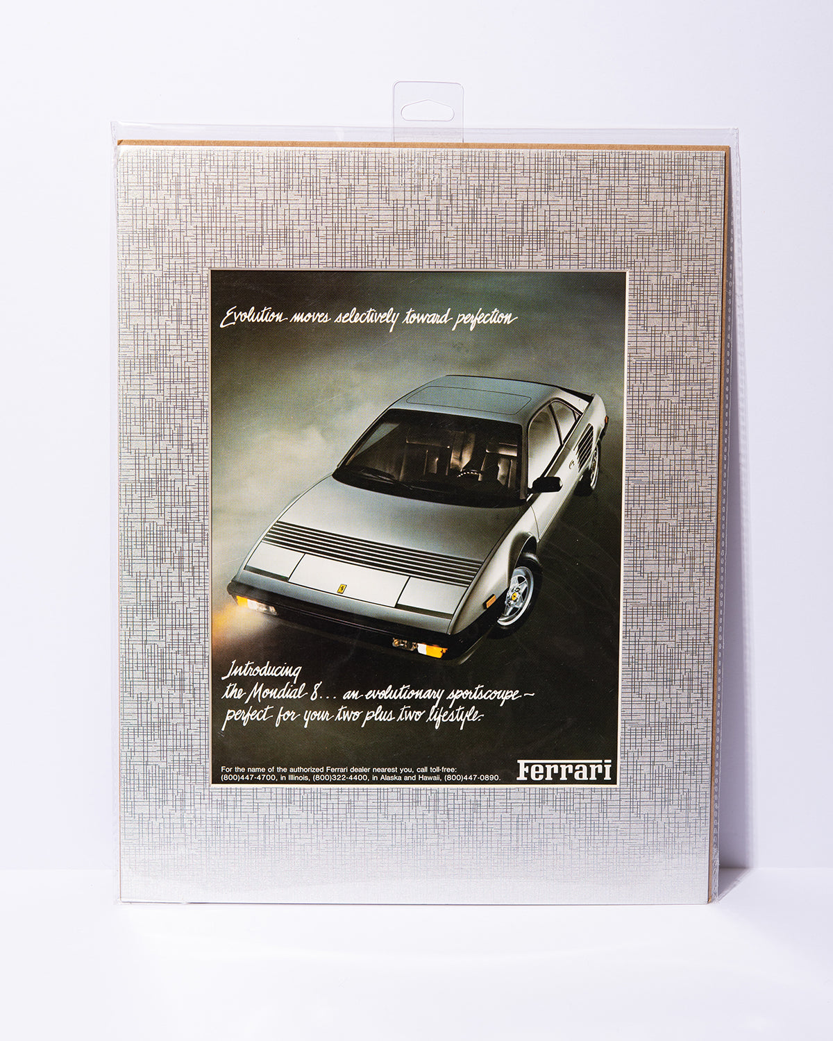 Ferrari Mondial 8 "Evolution moves selectively towards perfection" vintage ad