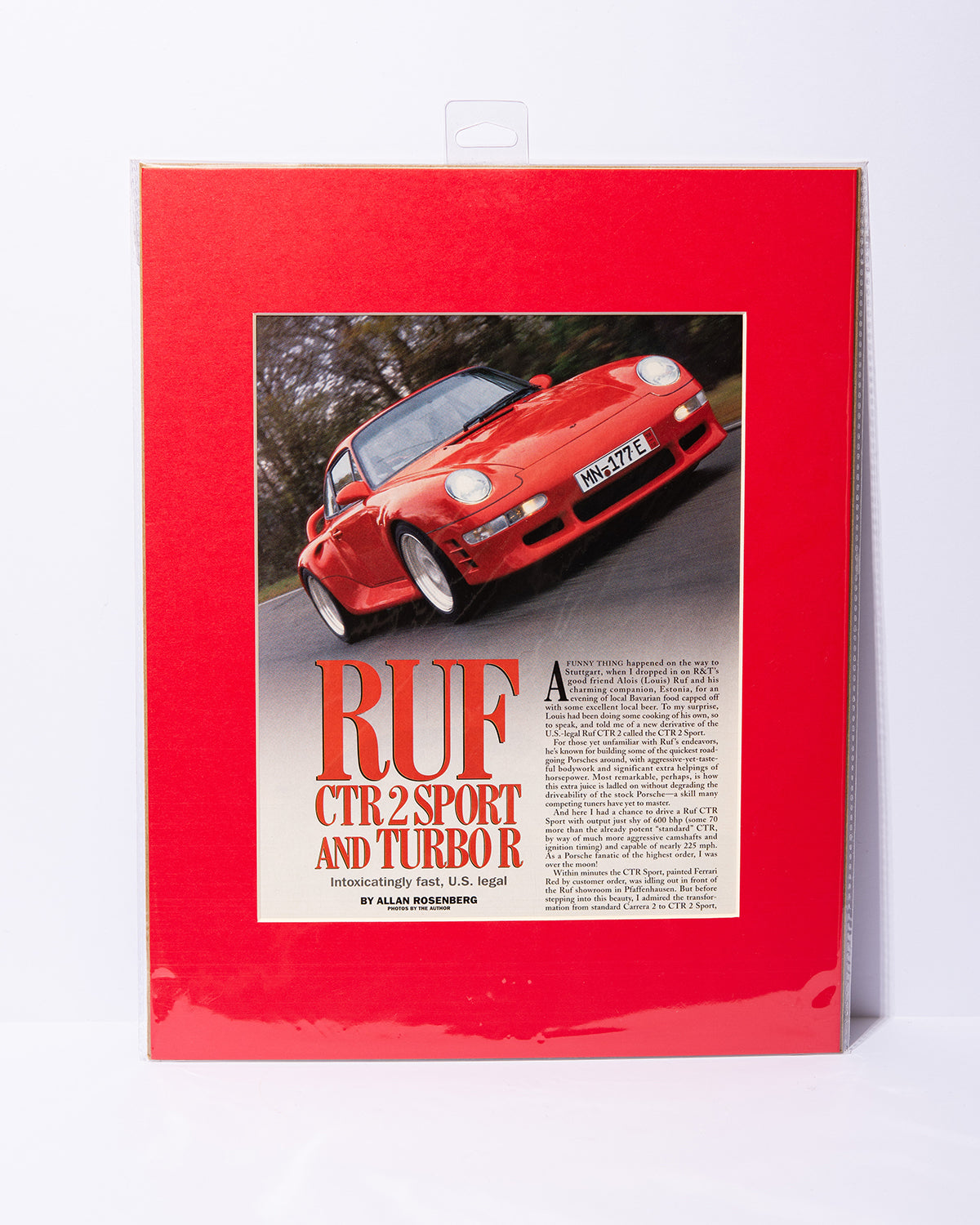 RUF CTR 2 SPORT original vintage mated Road & Track magazine article image