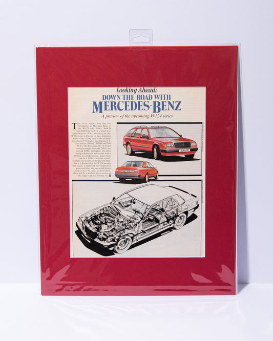 "A preview of the upcoming w124 series" original mated magazine article images