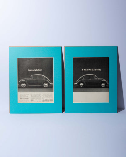 Dual Page VW Beetle and Super Beetle 1971 original vintage mated ad