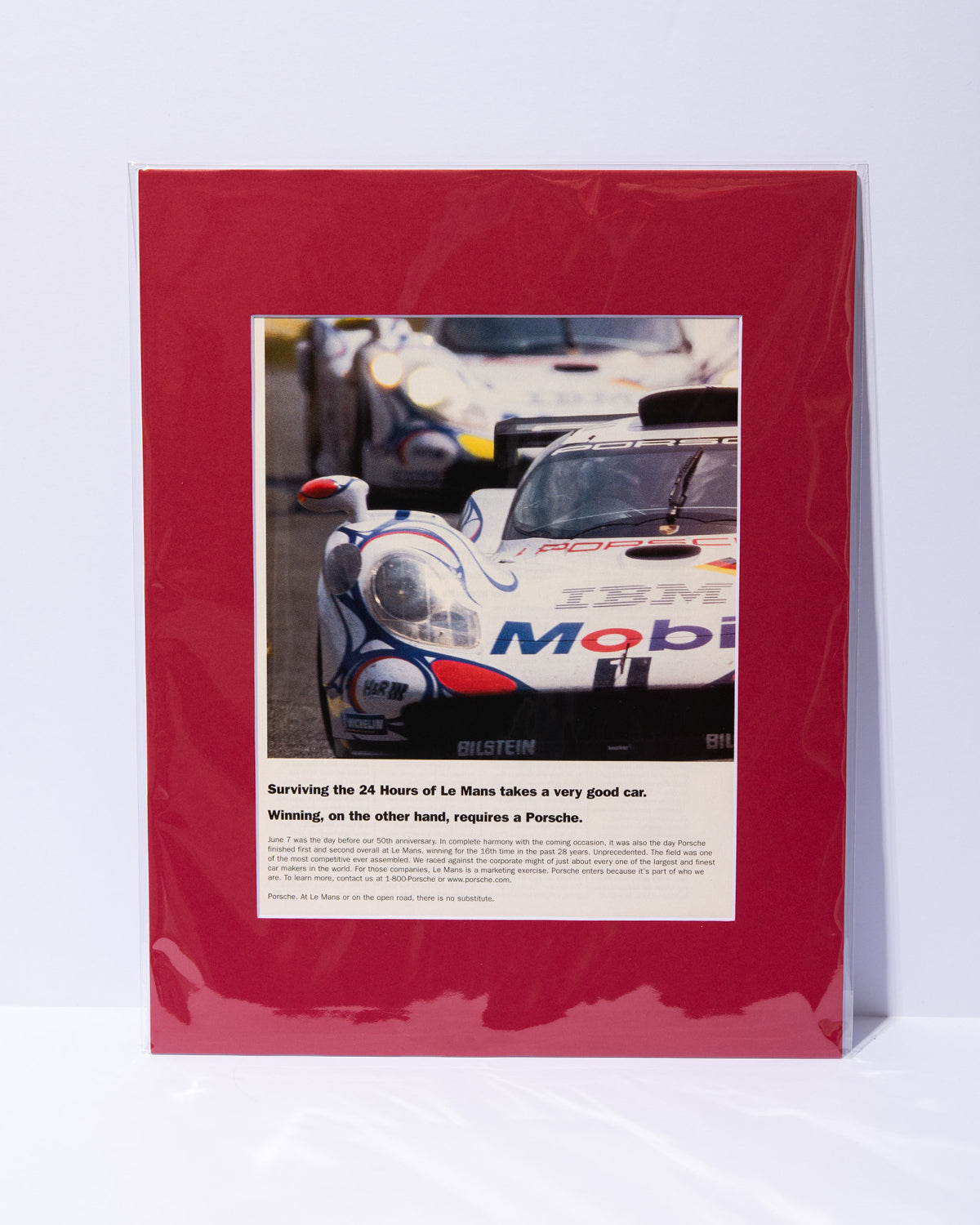 "Surviving the 24 Hours of Le Mans..." Porsche 911 GT1 original vintage mated advertisement