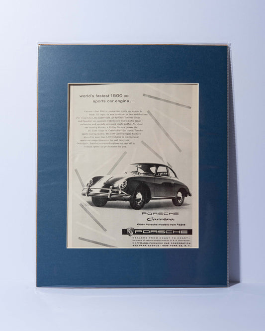 1957 Porsche 356 Carrera original vintage mated ad