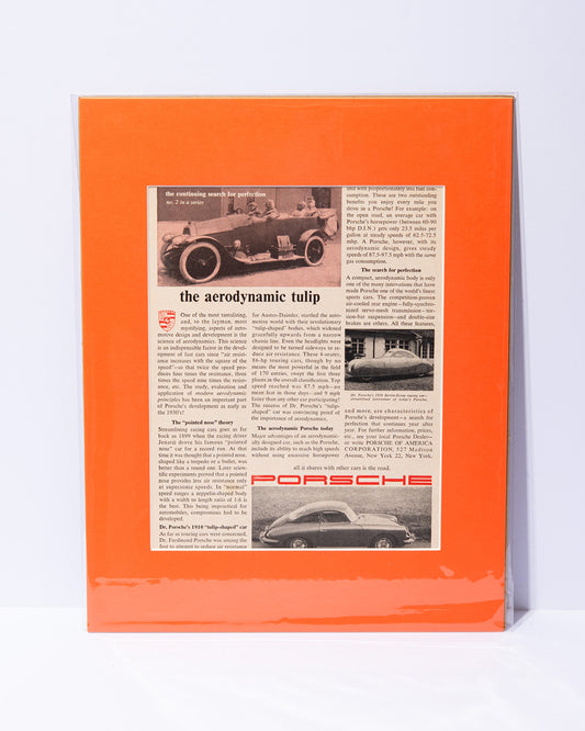 "The aerodynamic tulip" 1962 Porsche advertisement