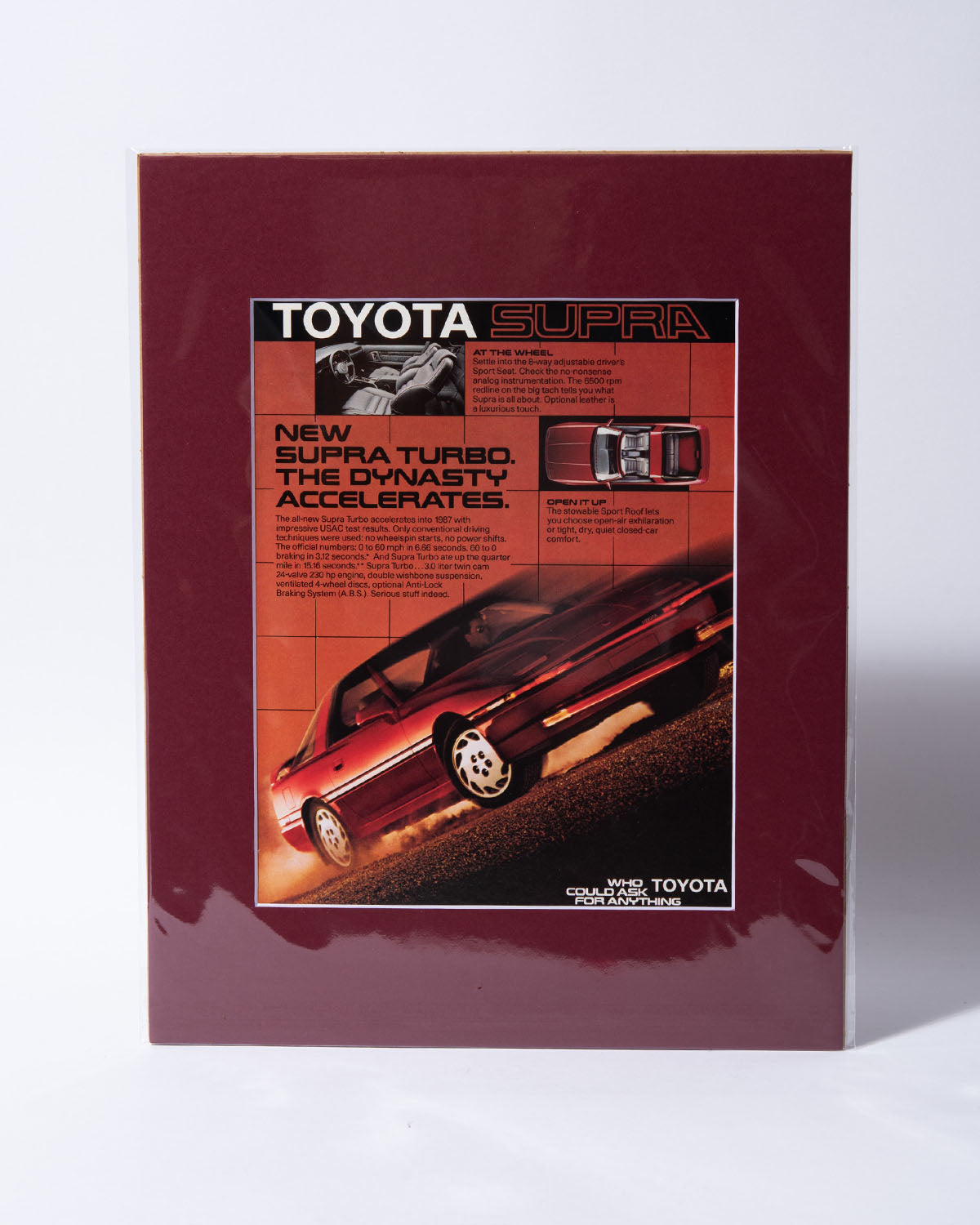 Toyota MK3 Supra Turbo "The Dynasty Accelerates" original vintage mated ad