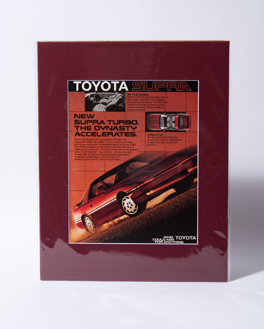 Toyota MK3 Supra Turbo "The Dynasty Accelerates" original vintage mated ad