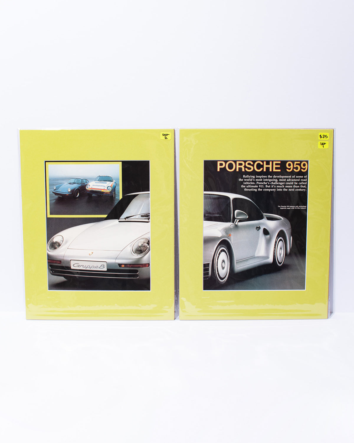 Porsche 959 "Rallying inspires..." original vintage mated article image