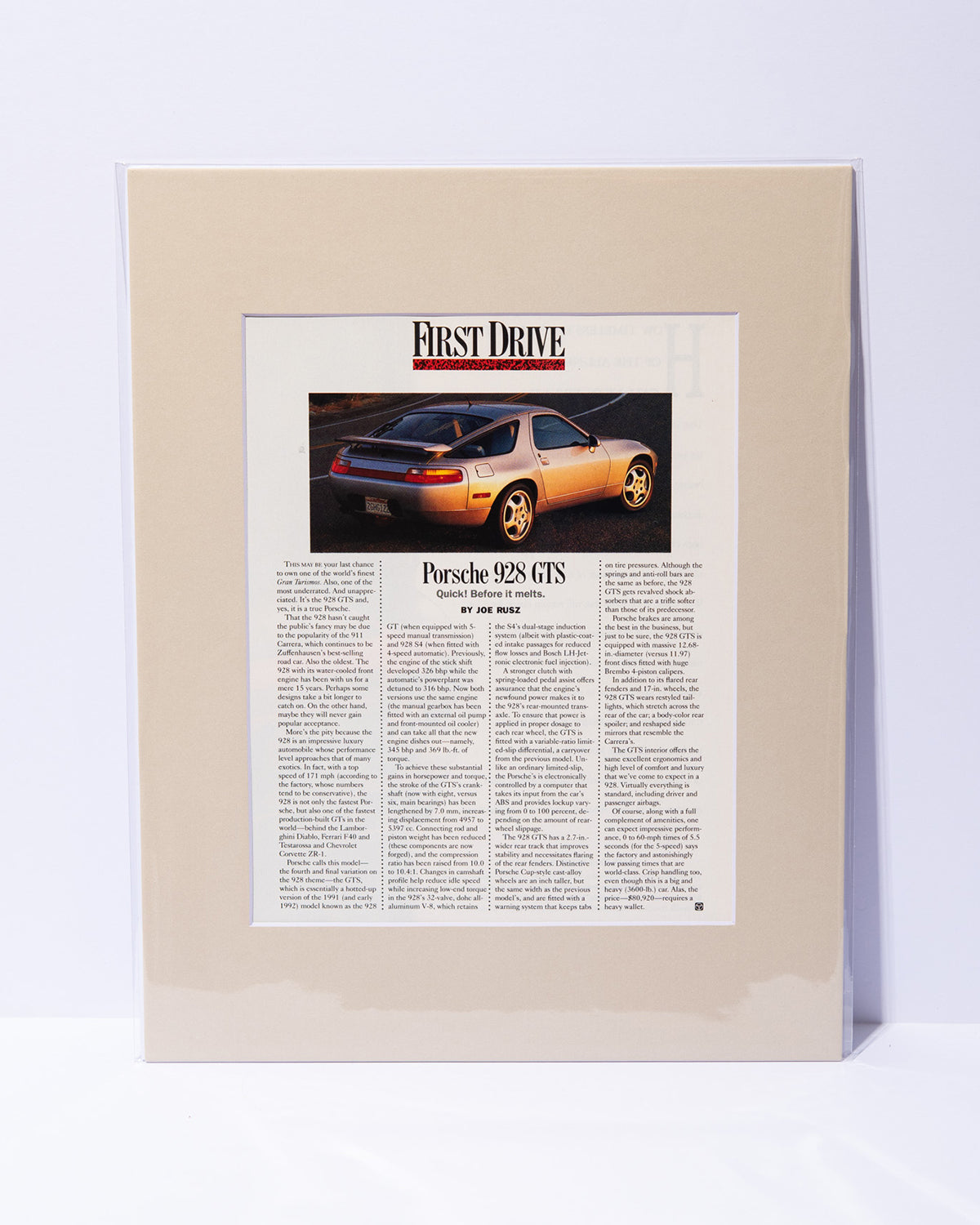 Porsche 928 GTS First Drive original vintage mated article